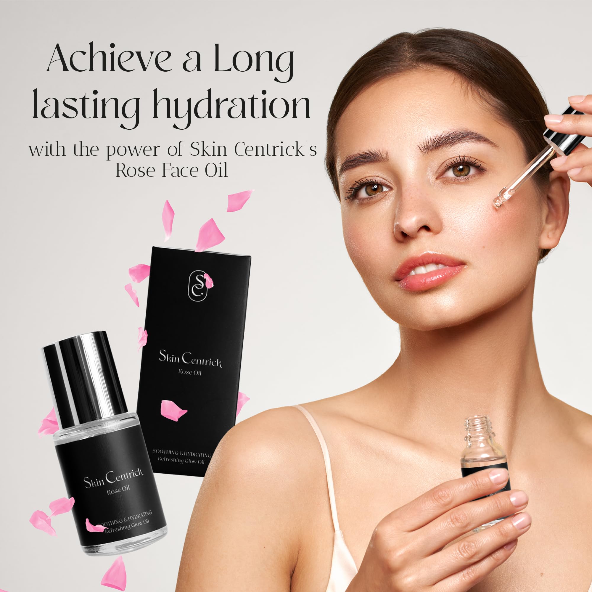 Organic Rose Face Oil for All Skin Types - Hydrating & Anti-Aging Facial Moisturizer - Promotes Radiant, Firm Skin - Perfect for Daily Skincare Routine & Nighttime Treatment