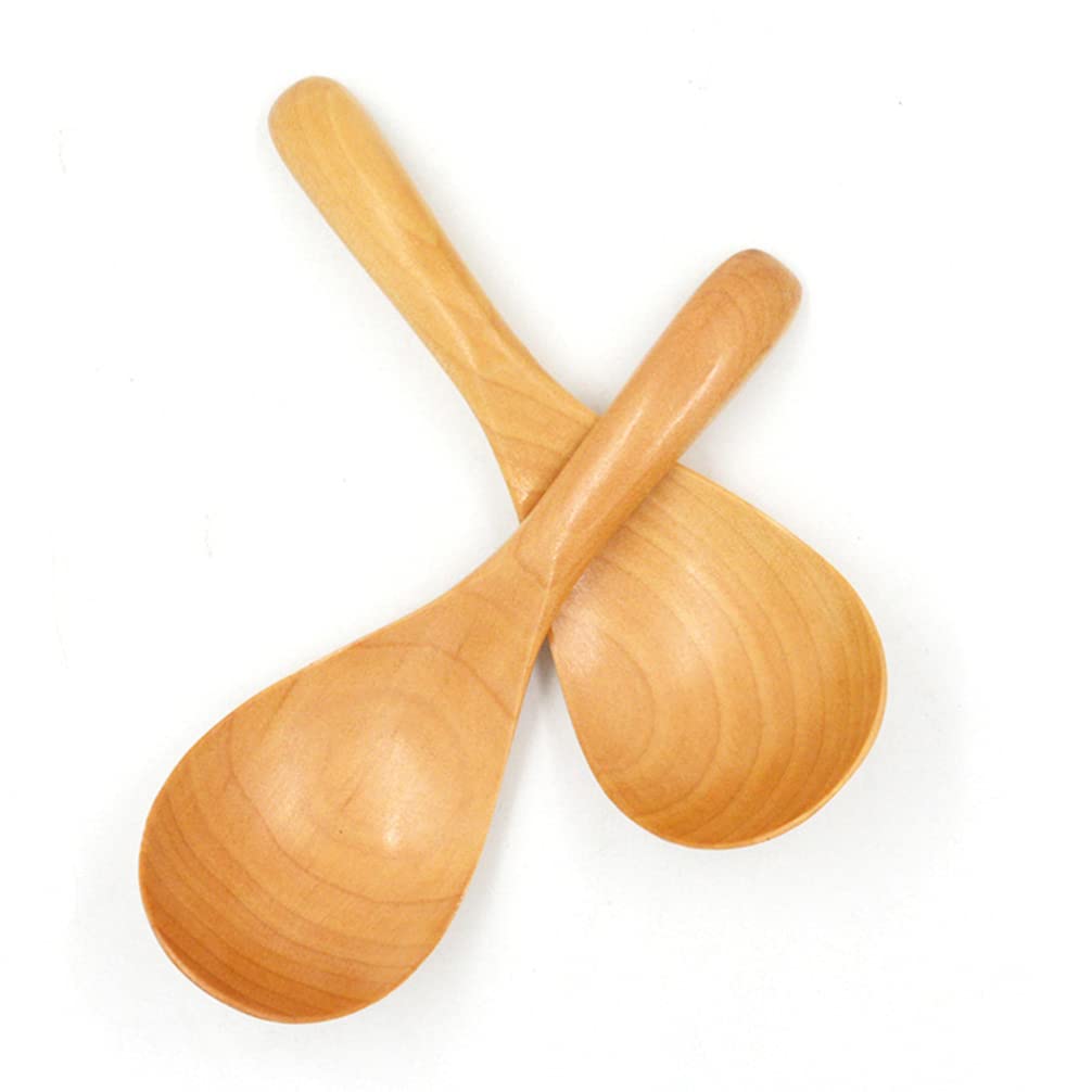 DOITOOL 2-Pack Wooden Kitchen Spoons - Rice Cooker Spoon & Soup Ladle Set - Natural Wooden Utensils for Cooking, Stirring, Serving - Perfect for Rice, Soup, Dessert & Ceramic Cookware - Essential Home Kitchen Supplies & Cooking Accessories