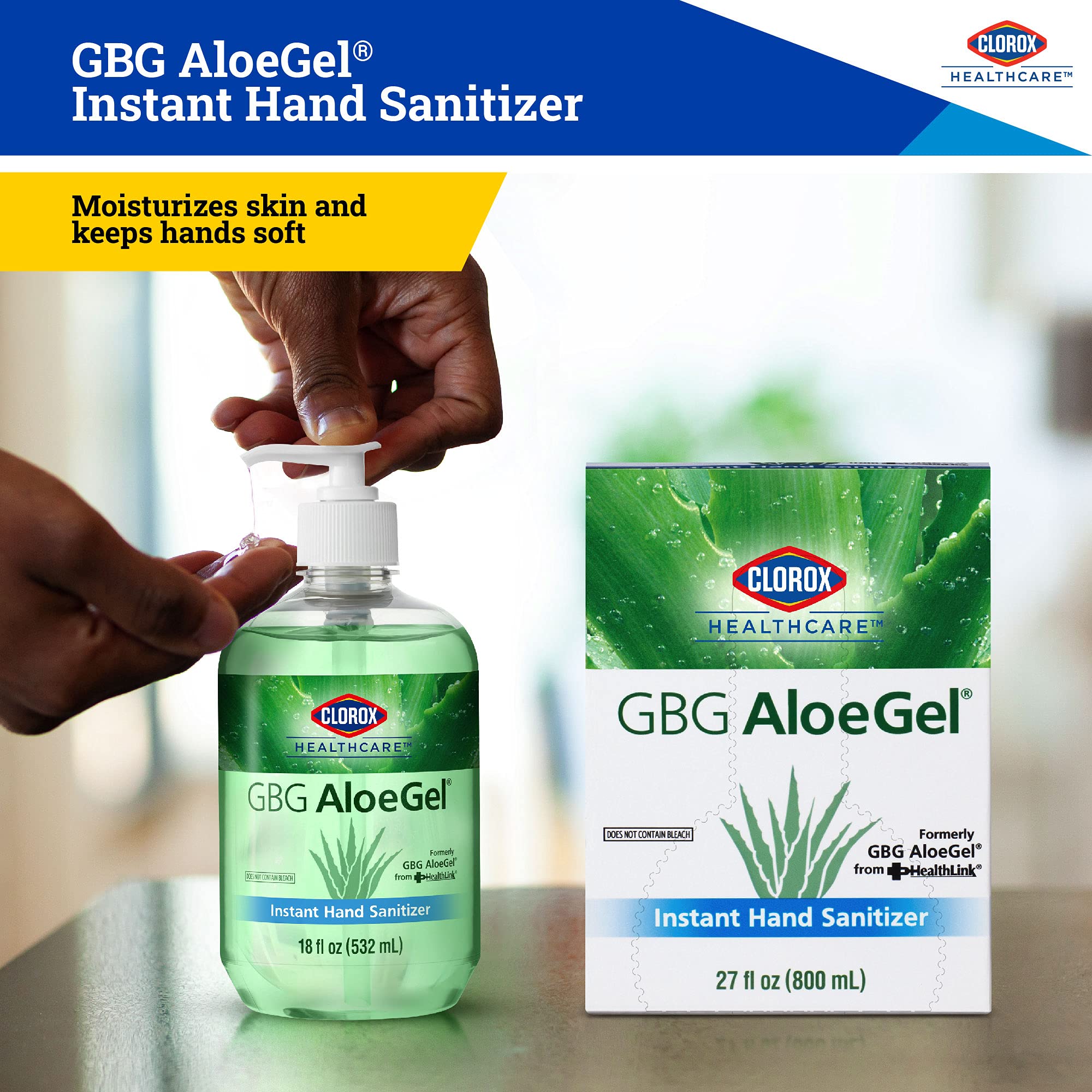 Clorox Healthcare GBG AloeGel Hand Sanitizer Refill Bag in Box - 27 oz (798 ml) | 12-Pack Alcohol-Based Sanitizing Gel with Aloe Vera | Ideal for Hospitals, Schools, Offices & Public Spaces