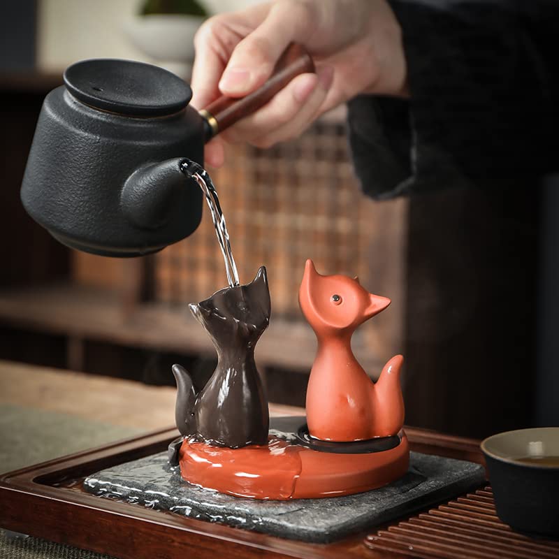 Handmade Purple Clay Fox Tea Pet for Kung Fu Tea Tray - Tea Ceremony Decor