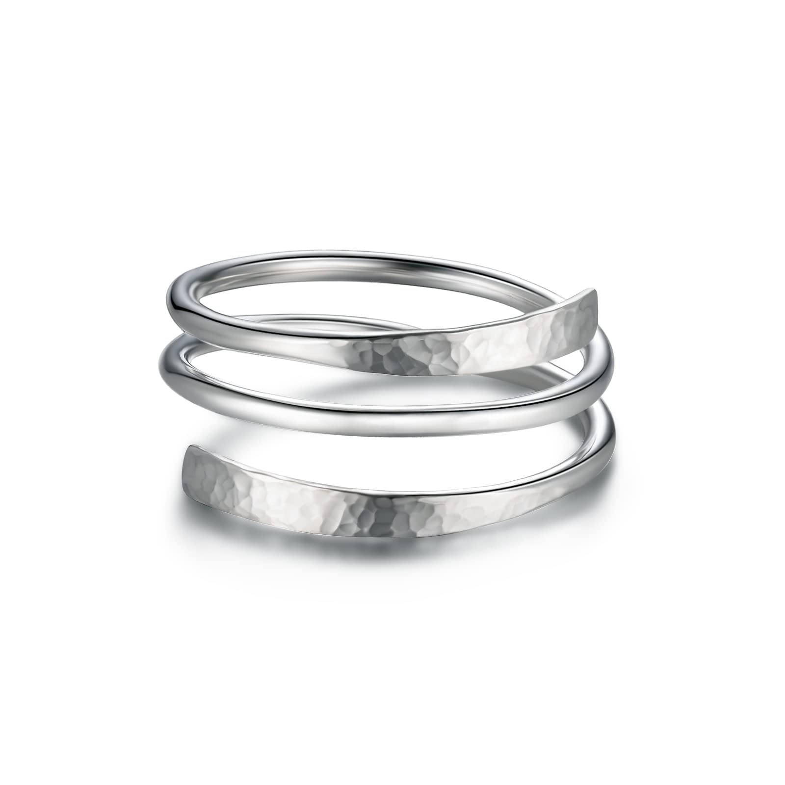 LUKRAY Handmade Sterling Silver Hammered Wire Wrap Ring - Adjustable Personalized Name Ring for Women (Size 3-13.5) | Perfect for Gifts, Weddings, and Everyday Fashion Accessories