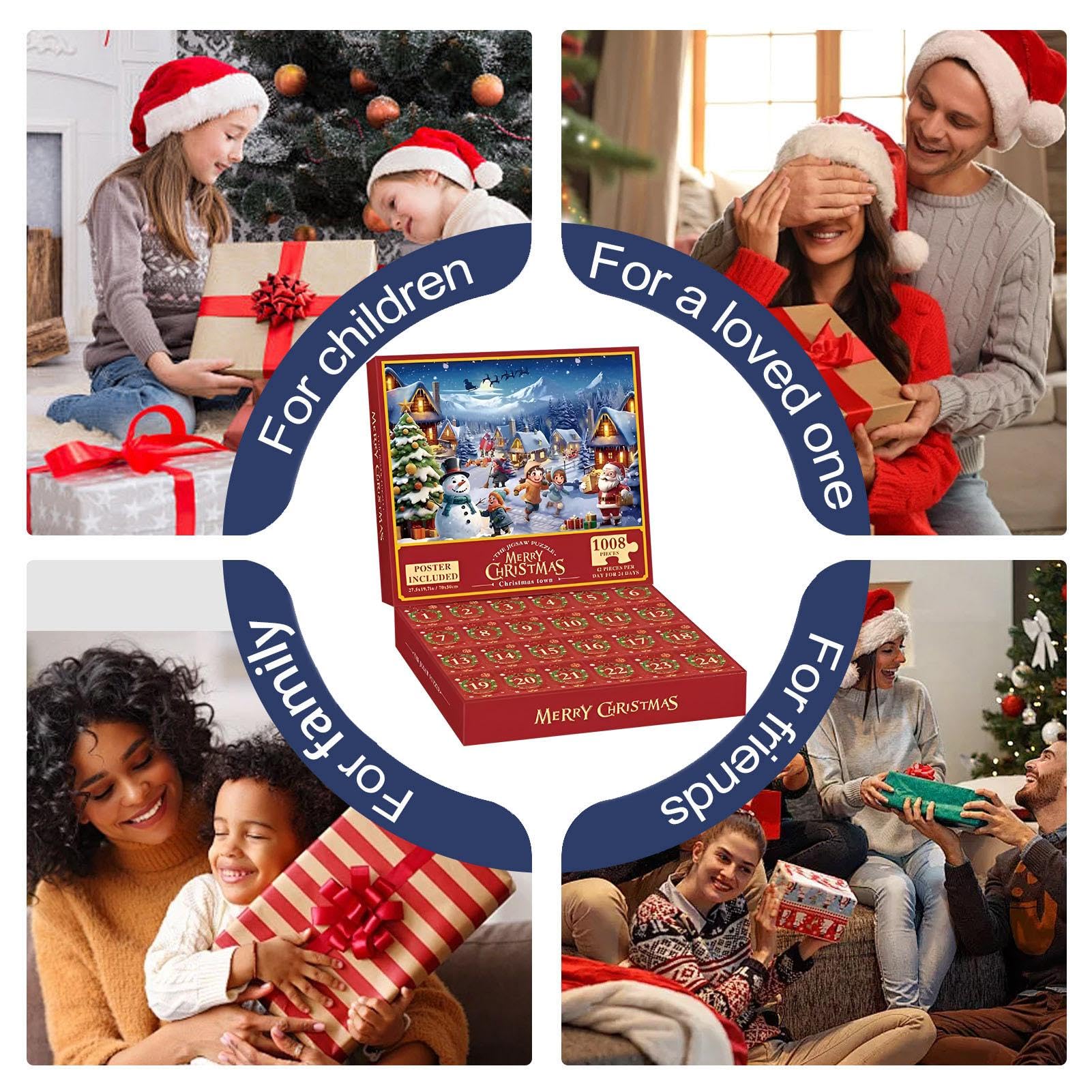 2024 Christmas Advent Calendar Puzzle - 24-Day Holiday Countdown Decor for Home & Family Game Night | Interactive Parent-Child Bedroom Activity | Perfect for Christmas Decorations & Festive Family Bonding
