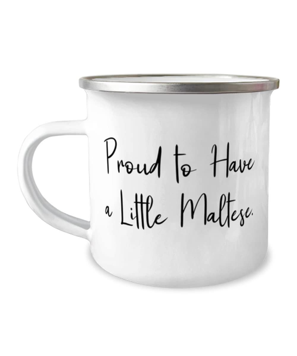 Funny Maltese Dog 12oz Camping Mug - Perfect Gift for Maltese Lovers & Dog Owners - Cute Coffee Cup for Camping, Office & Home Use