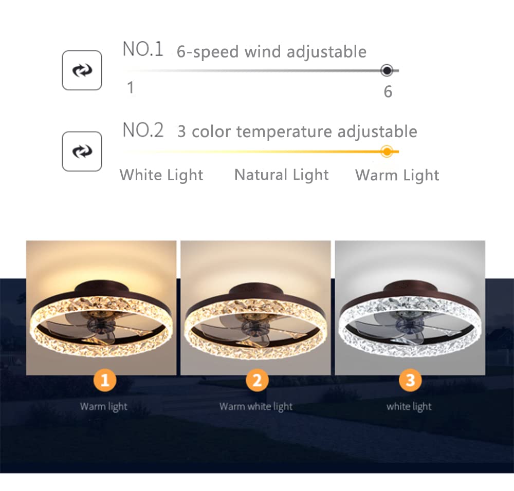 Modern Luxury LED Ceiling Fan with Remote - Dimmable Flush Mount Light & Acrylic Shade for Living Room, Bedroom, Hotel (110V-120V, Gold) - Perfect for Home Cooling and Stylish Interior Lighting