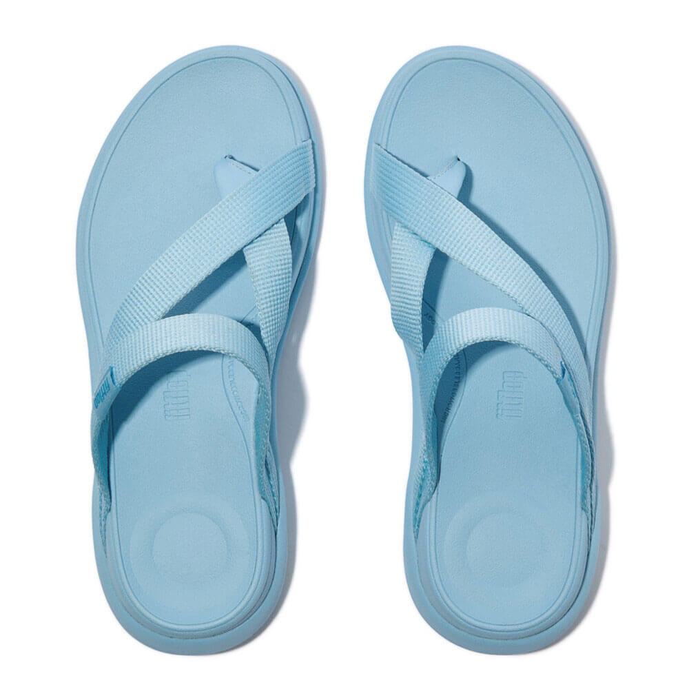 F Mode Go Webbing Flatform Sling Sandals - Bondi Blue | Comfortable Summer Beach Shoes for Women | Perfect for Poolside, Vacation & Casual Outings