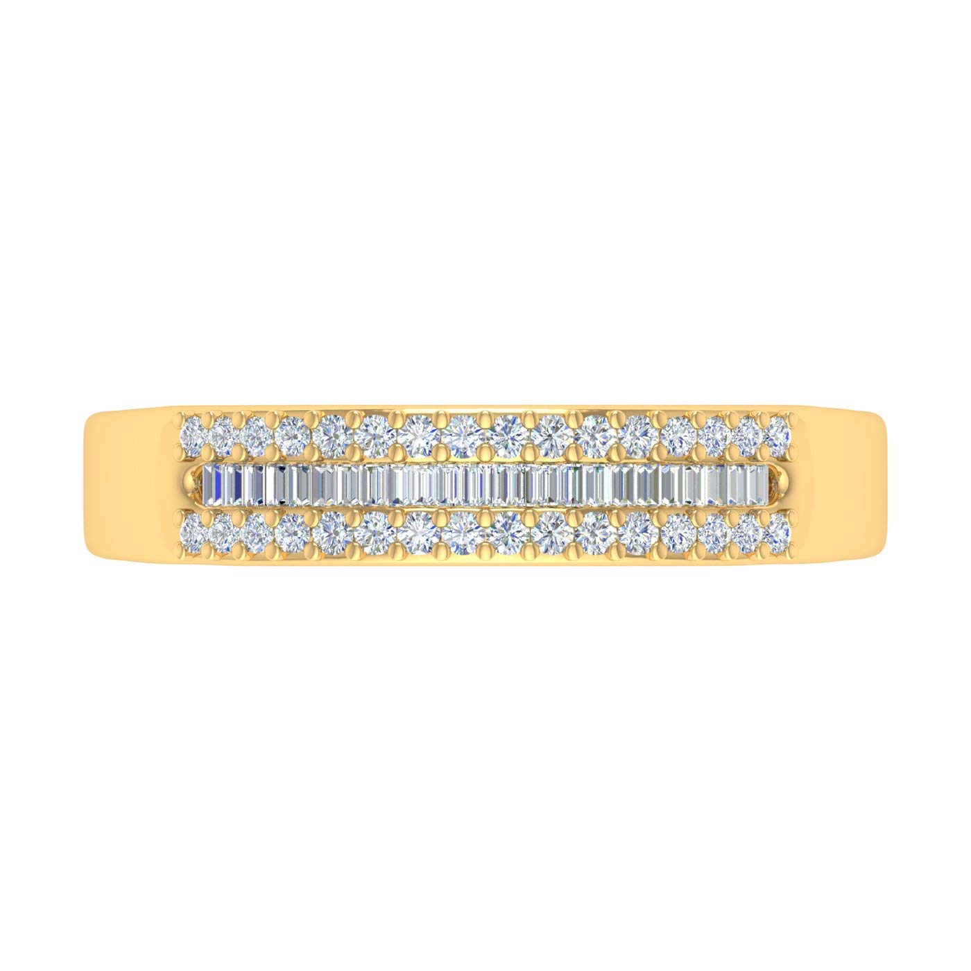1/4 Carat Baguette & Round Diamond Wedding Band Ring in 10K Gold - Perfect for Engagement, Anniversary & Bridal Jewelry Gifts