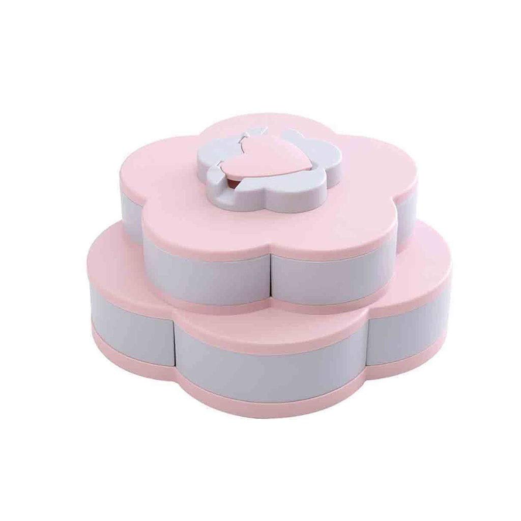 Petal-Shaped Rotating Snack Box - Double Layer Candy Tray for Wedding, Party & Home Storage | Dried Fruit Organizer, Candy Dish, Nut Case - Perfect for Entertaining, Gift Giving & Kitchen Organization