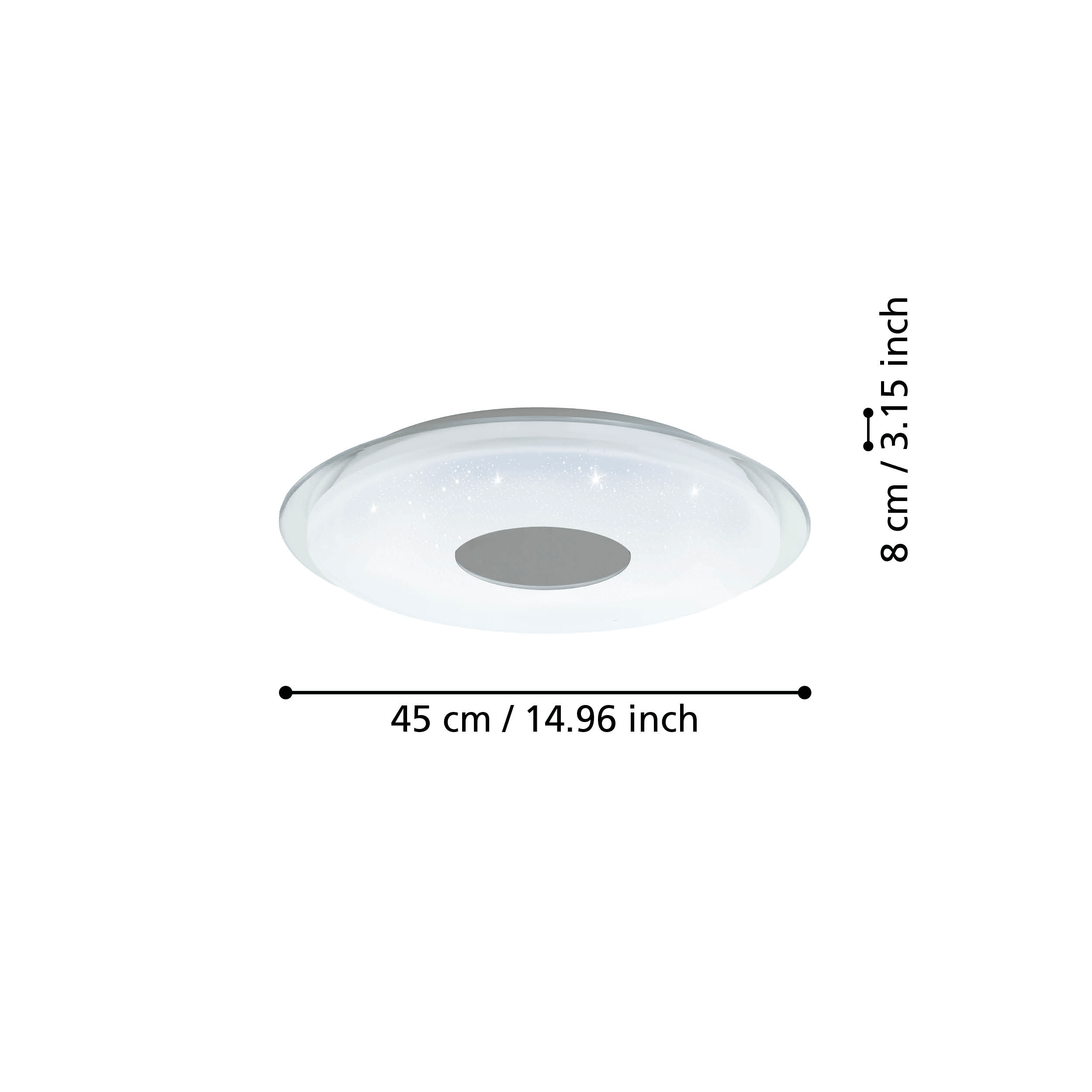 Eglo Connect Lanciano Z Smart Round Chrome LED Ceiling Flush Light 45cm - Modern Lighting for Living Room, Bedroom & Kitchen - Dimmable WiFi Control for Smart Home