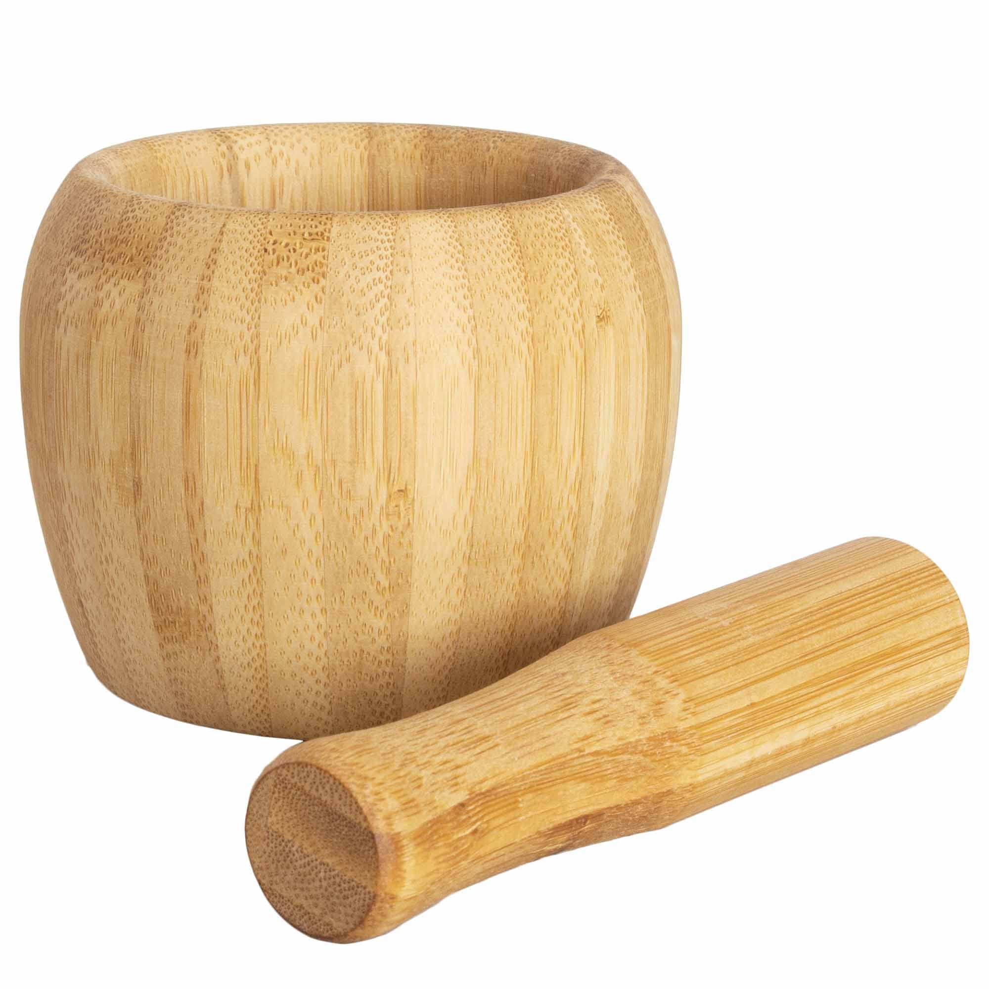 Premium Bamboo Mortar and Pestle Set - Natural Eco-Friendly Spice Grinder & Herb Crusher for Cooking, Ayurveda, and Herbal Remedies - Perfect for Grinding Spices, Crushing Garlic, and Making Fresh Guacamole
