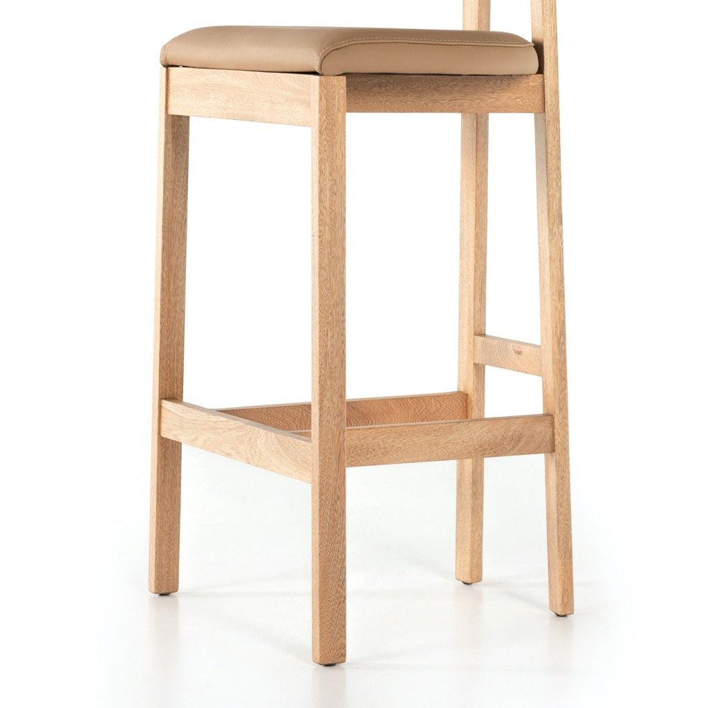 Premium Natural Leather Bar Stool - Handcrafted Tex Stool for Kitchen, Dining & Home Decor - Durable & Stylish Seating for Bars, Restaurants & Living Spaces