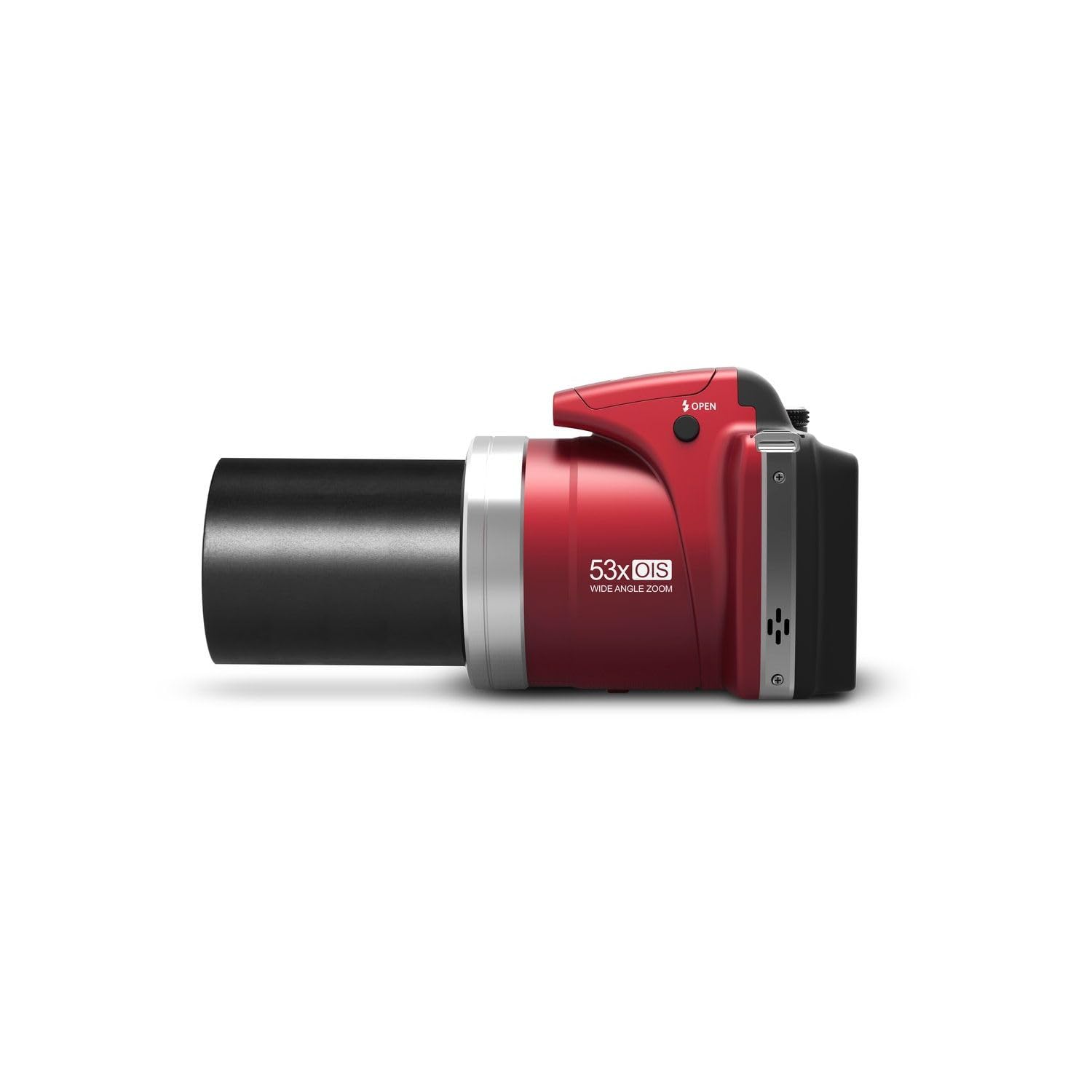 Minolta Pro Shot 16MP HD Digital Camera with 53x Optical Zoom, 1080p Full HD Video, 16GB SD Card - MN53Z (Red) - Perfect for Travel Photography, Wildlife Shooting & Vlogging