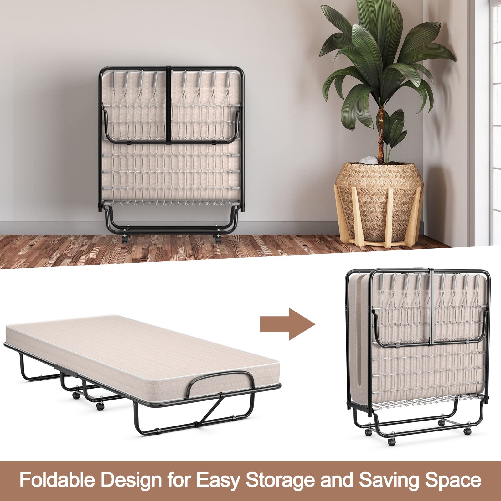 GOFLAME Folding Guest Bed with 4