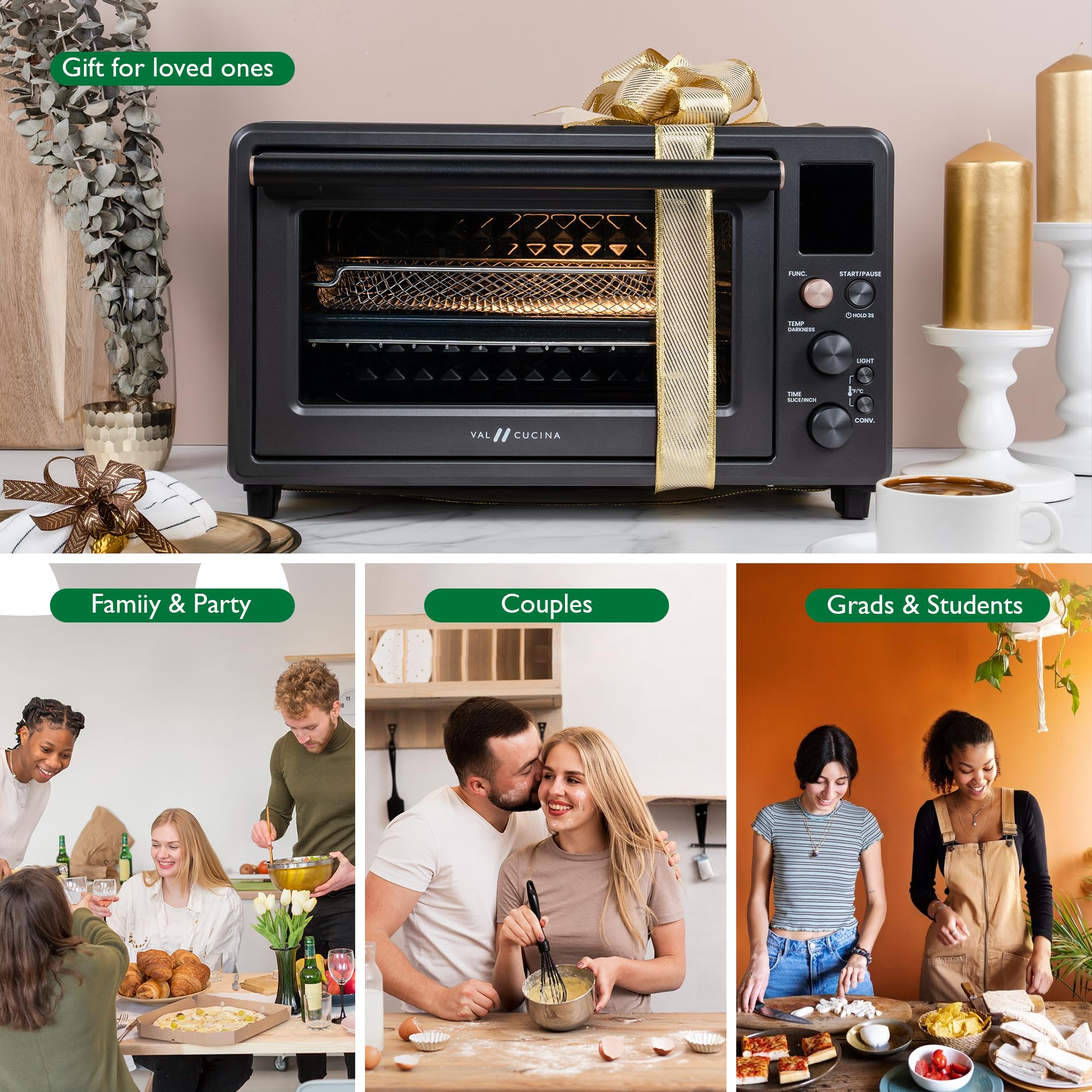 Infrared Air Fryer Toaster Oven Combo - 10-in-1 Countertop Convection Oven with Non-Toxic Enamel Coating, Extra Large Capacity for 6-Slice Toast, Includes Easy-Clean Enamel Baking Pan - Perfect for Healthy Cooking, Baking, and Family Meals