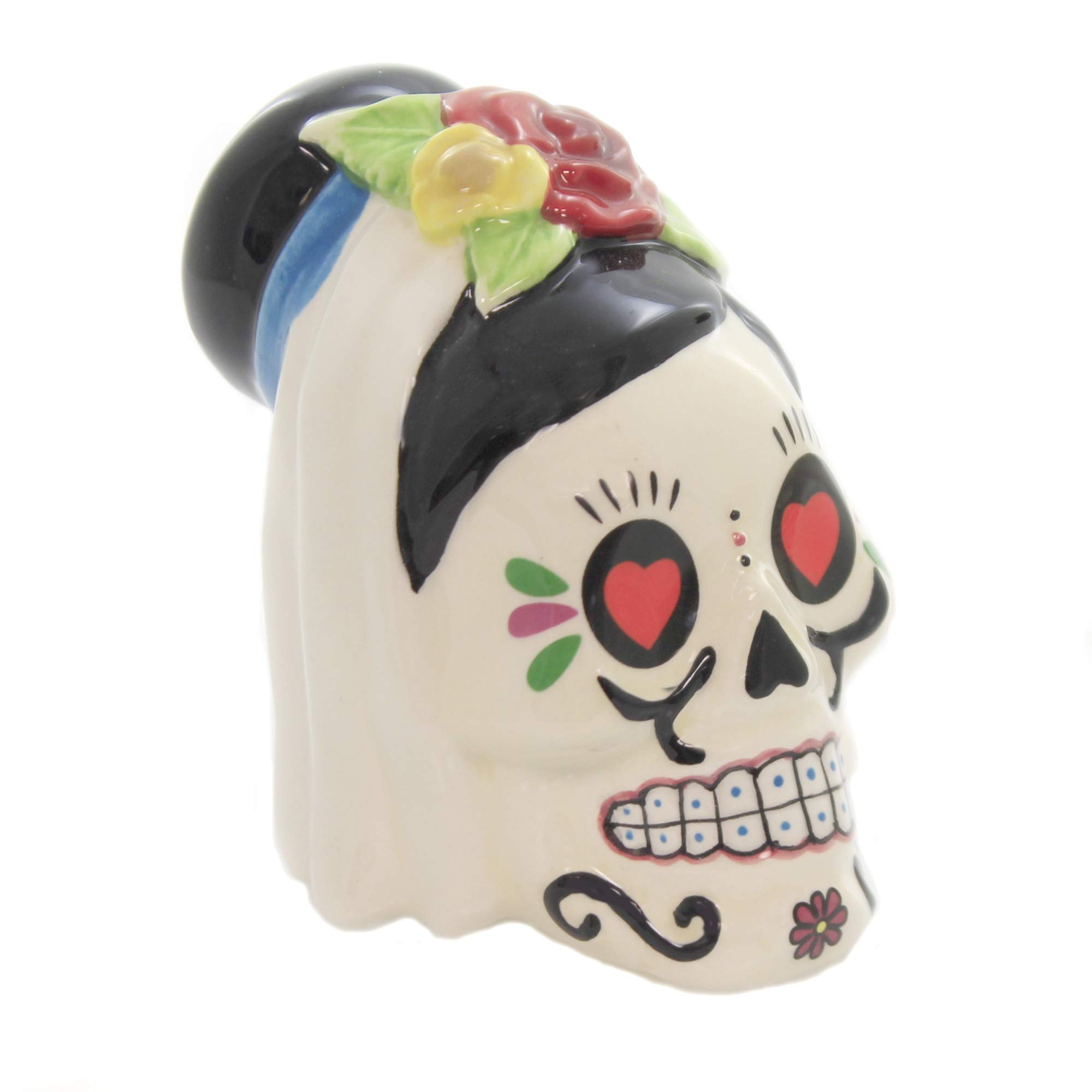 Day of The Dead Ceramic Salt and Pepper Shakers - Bride and Groom Skull Design for Mexican Decor, Kitchen & Dining Table - Perfect for Dia de Los Muertos Celebrations, Halloween Party Decorations & Unique Gift Ideas