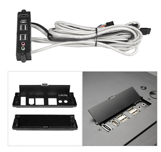 Lian Li PW IO7VB Multi Media I/O Ports Panel - High-Speed USB 3.0 & HD Audio for PC Gaming & Workstation Builds | Perfect for Custom PC Cases & Home Office Setups
