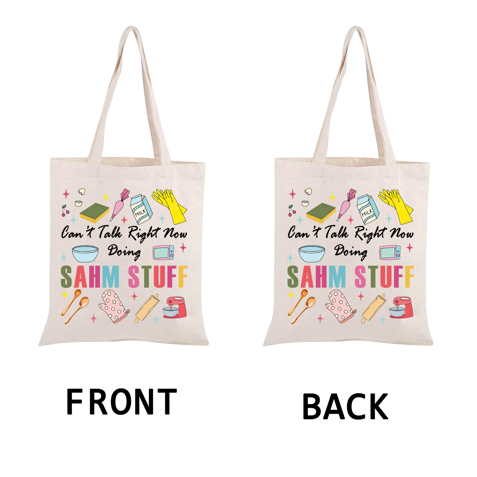 PWHAOO Stay-At-Home Mom Tote Bag - 'Can't Talk Right Now Doing SAHM Stuff' Funny Mother's Day Gift - Perfect for Grocery Shopping, Playdates & Daily Errands