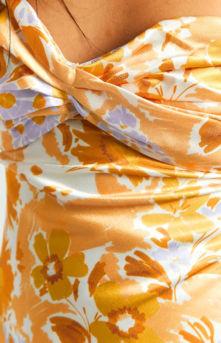 Elegant Ashley Orange Floral Maxi Dress for Women - Perfect for Weddings, Parties & Special Occasions