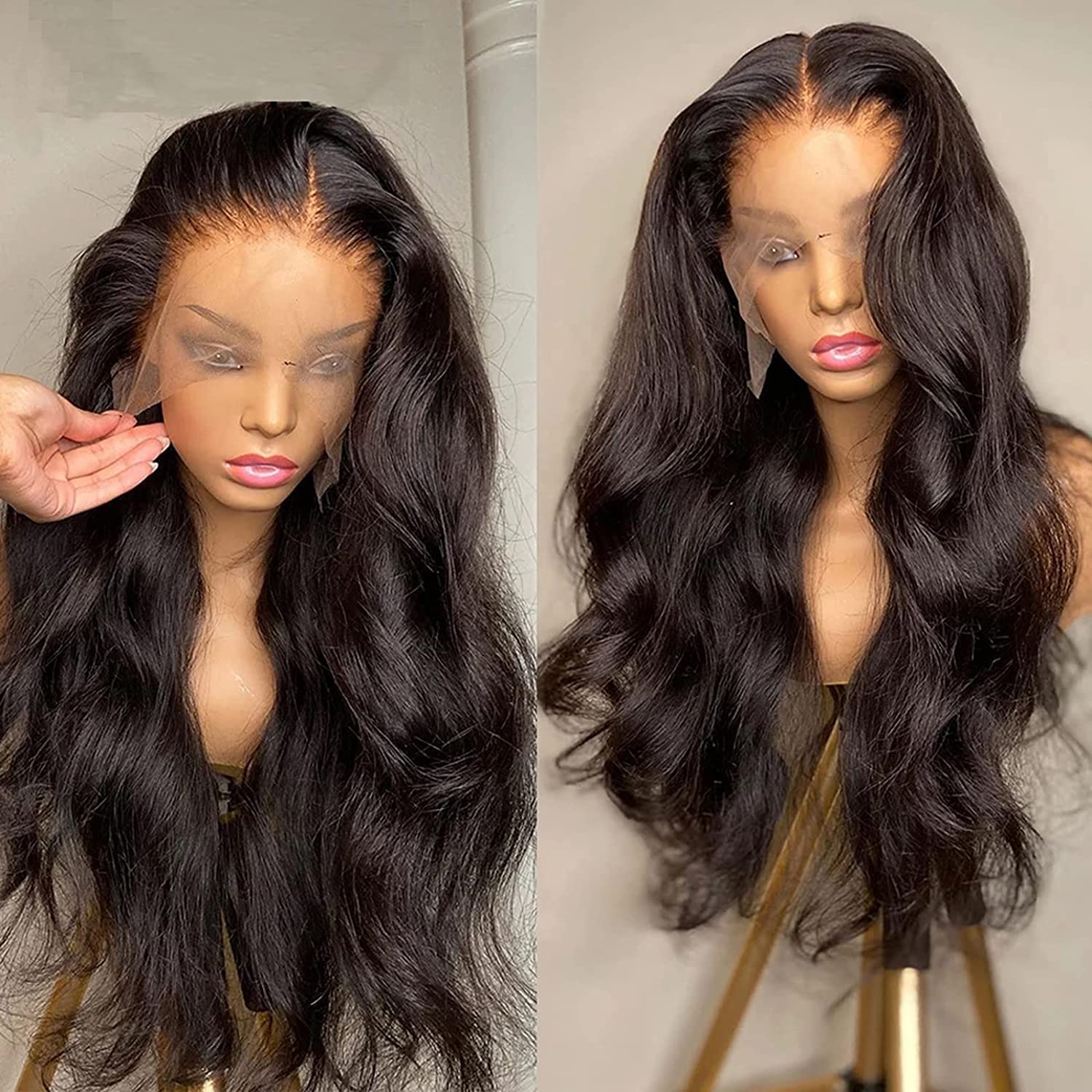 13x4 HD Pre Plucked Body Wave Lace Front Wig with Baby Hair | Glueless Transparent Lace Frontal | 180% Density Brazilian Virgin Human Hair Wigs for Black Women | 20 Inch Natural Looking Wig for Daily Wear, Parties & Special Occasions