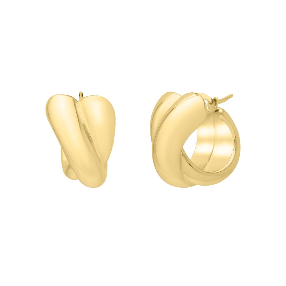 14K Gold Crossover Hoop Earrings for Women - Elegant & Dainty Everyday Jewelry - Perfect for Work, Date Night & Special Occasions