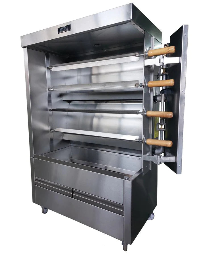 AMTPO Commercial Gas Chicken Rotisserie Grill - Heavy Duty Stainless Steel, 20 Chickens Capacity (FRG4VE) - Perfect for Restaurants, Catering & Outdoor BBQ Parties
