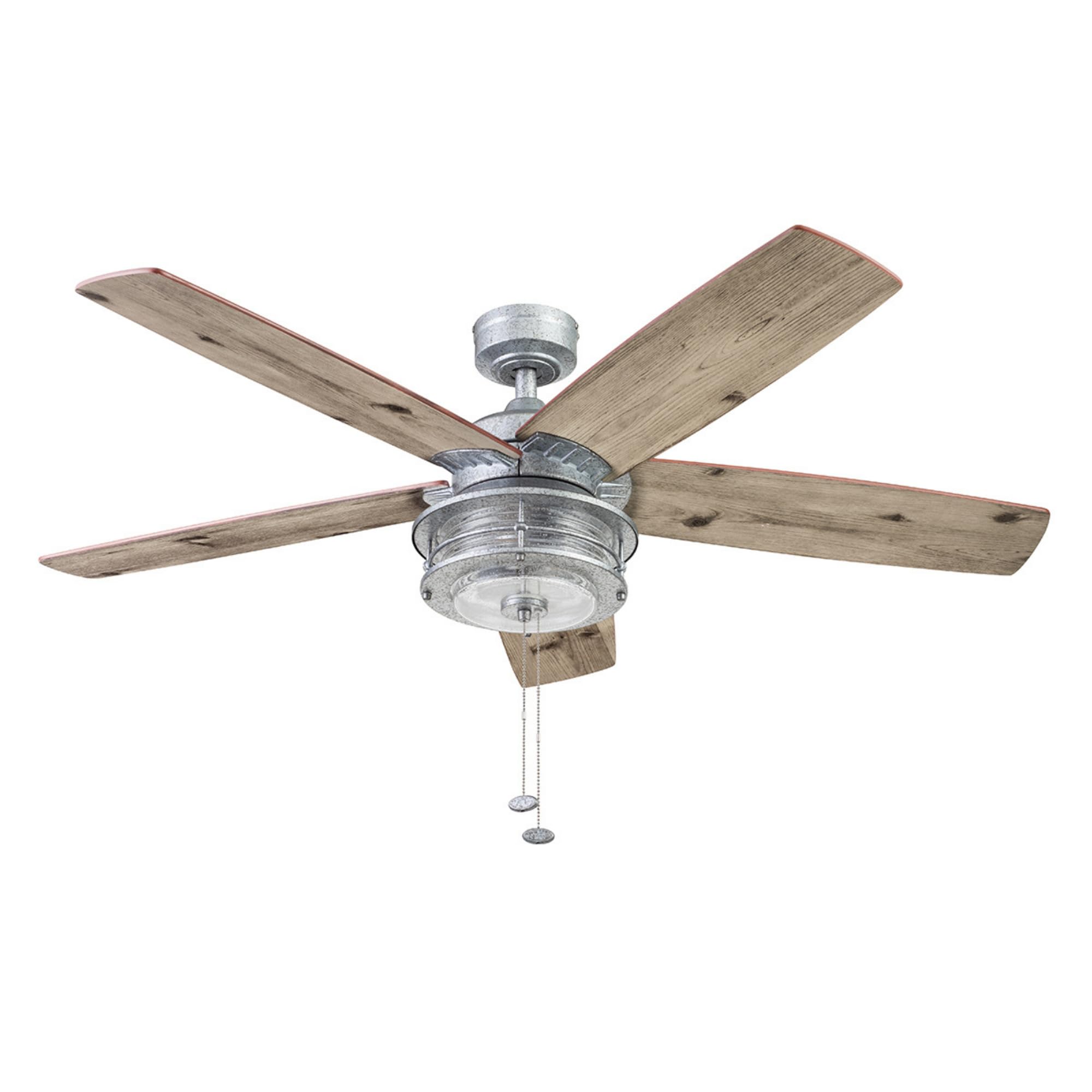 Honeywell Foxhaven 52 Inch Farmhouse Ceiling Fan with LED Light - Indoor/Outdoor Dual Mount, 5 Blades in Ebony & Silver Oak Finish - Perfect for Patio, Bedroom, Living Room & Covered Porch (Model 51631-01)