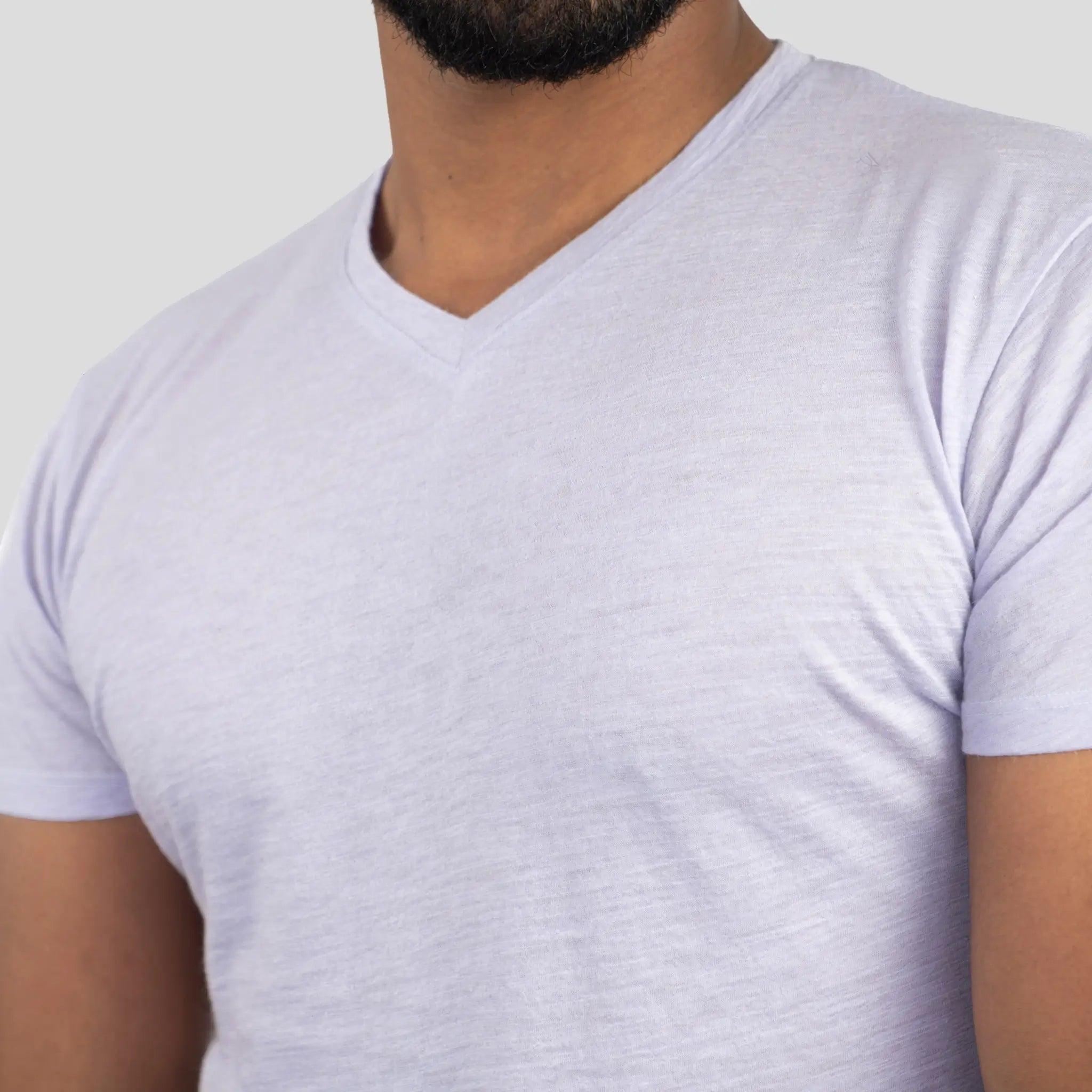 Ultralight Men's Alpaca Wool V-Neck T-Shirt - 160 GSM Soft Breathable Tee for Outdoor Hiking & Casual Wear