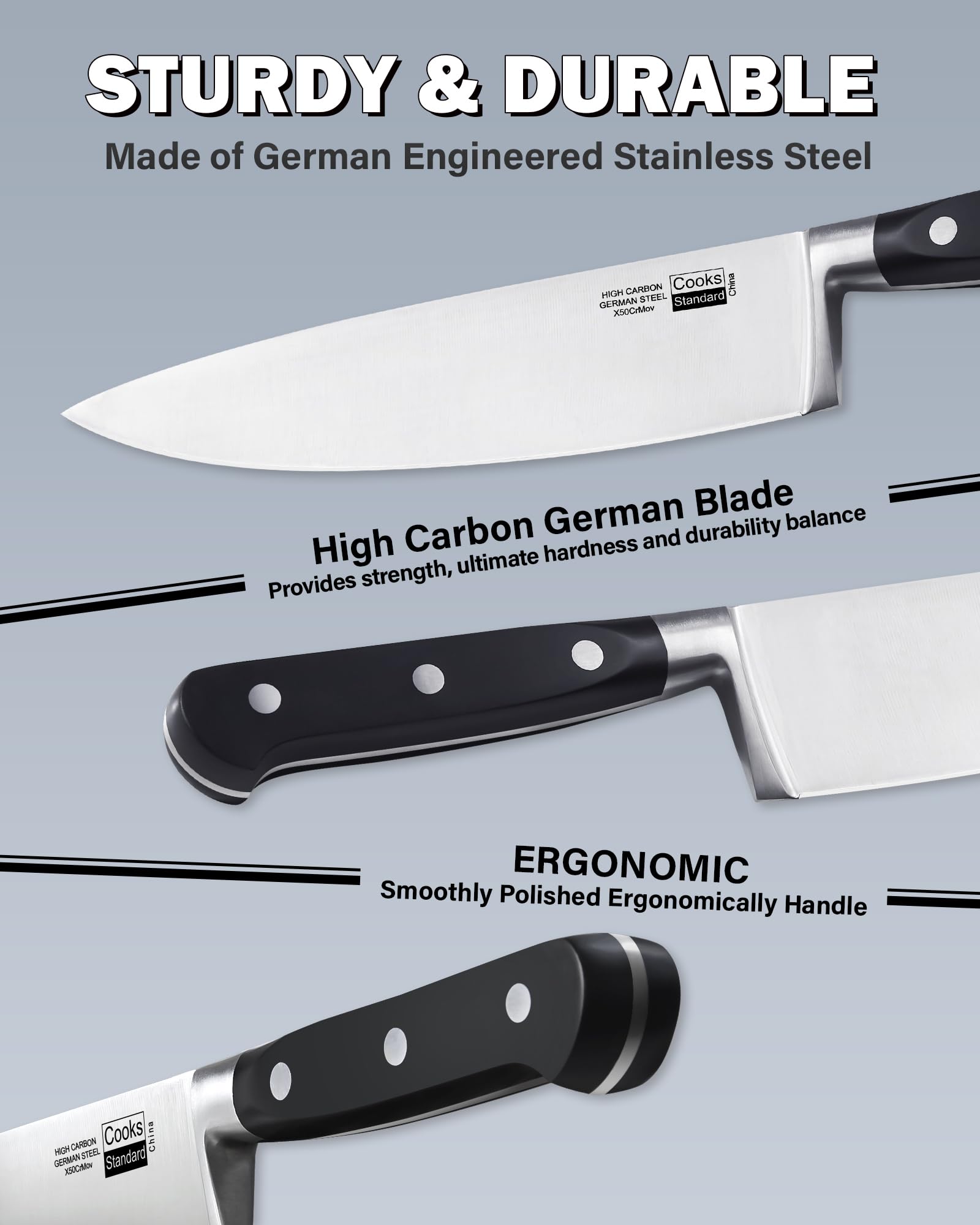 Premium High Carbon Stainless Steel Knife Set - 8