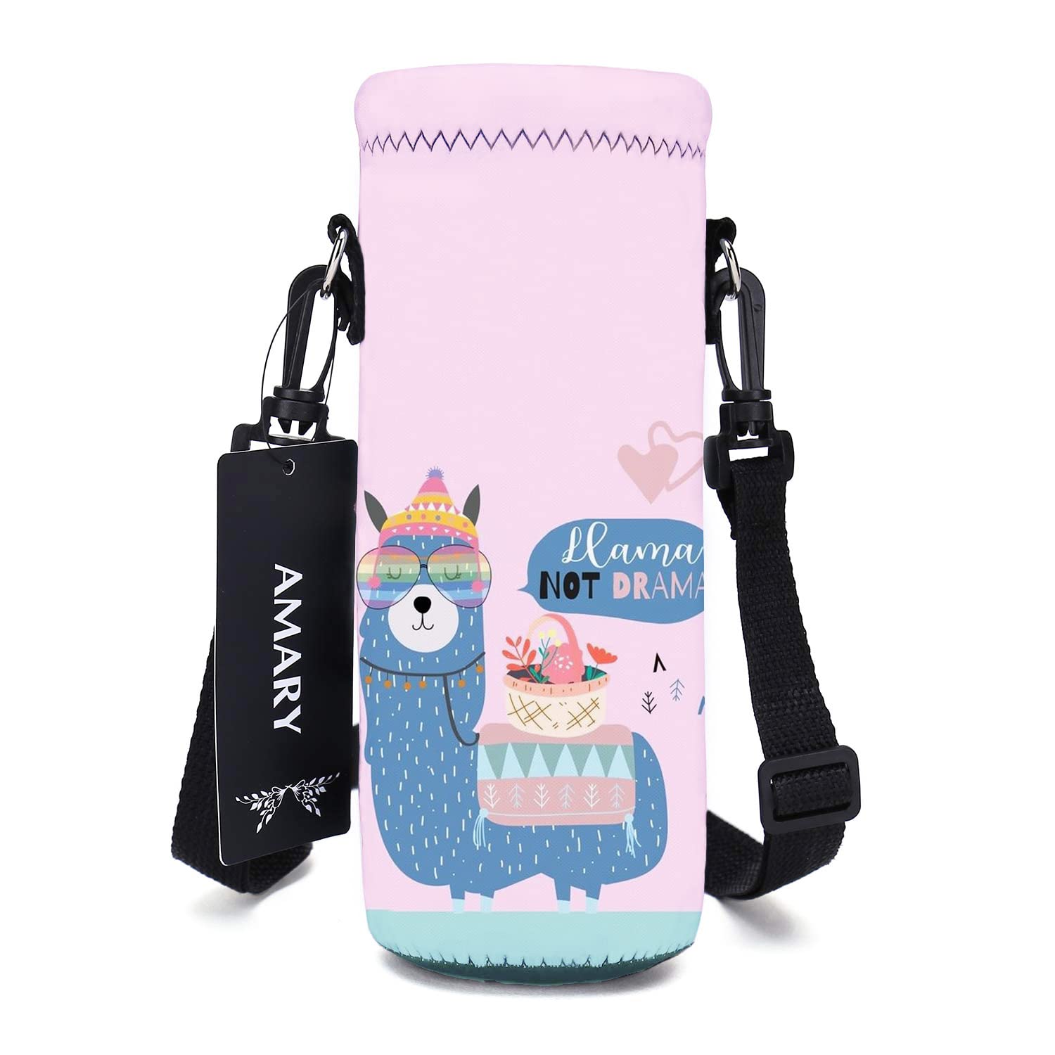 Amary 1000ML Neoprene Insulated Water Bottle Carrier Bag with Adjustable Shoulder Strap - Keeps Drinks Hot/Cold - Fits 34oz Stainless Steel, Glass & Plastic Bottles (Alpaca) - Perfect for Hiking, Gym & Outdoor Activities