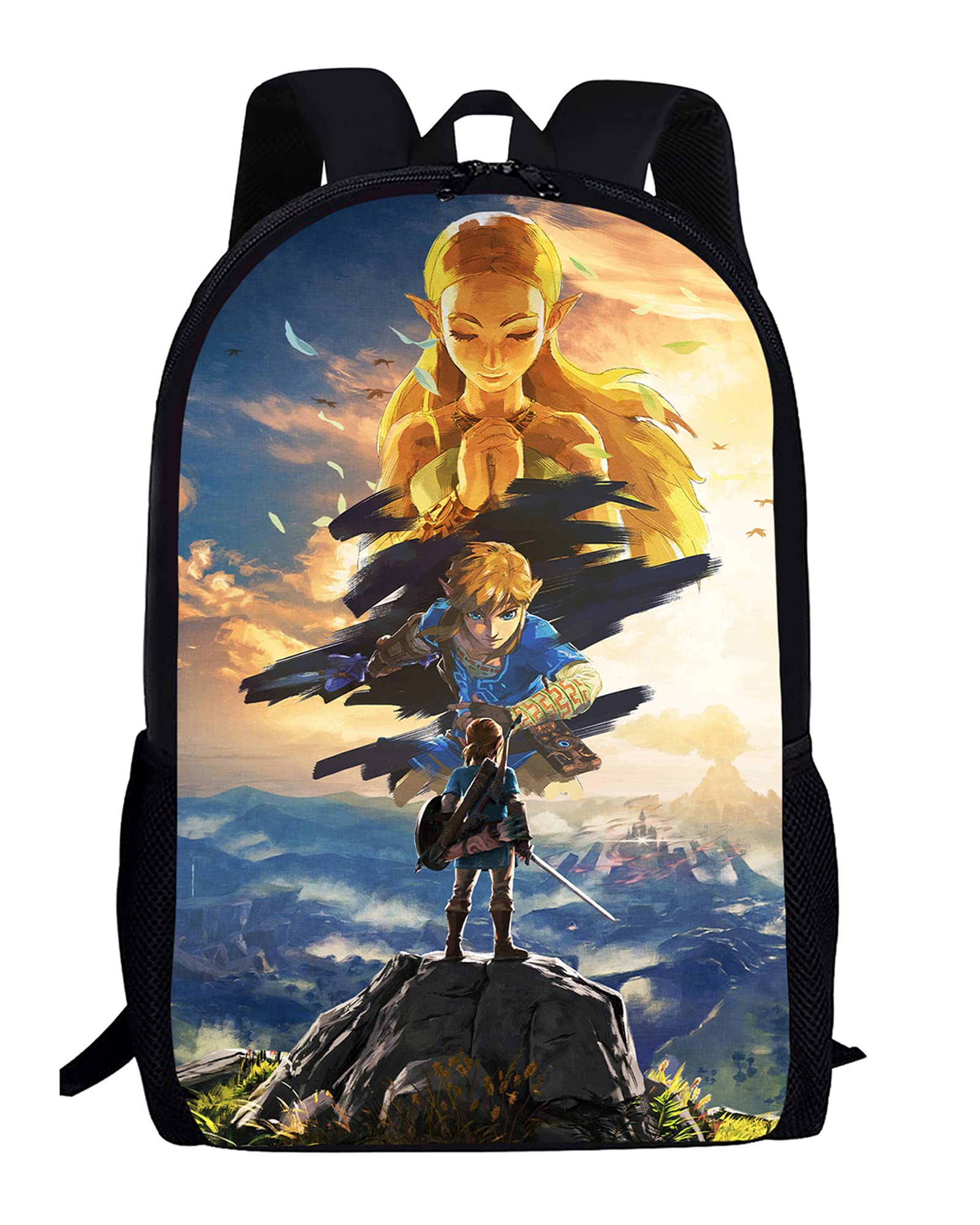 3D Print 17-inch Cartoon Game Backpack with Adjustable Shoulder Straps - Lightweight Travel Laptop Bookbag for School, Work & Casual Daypack (Multiple Colors) - Perfect for Gaming Conventions, College Campuses & Daily Commute