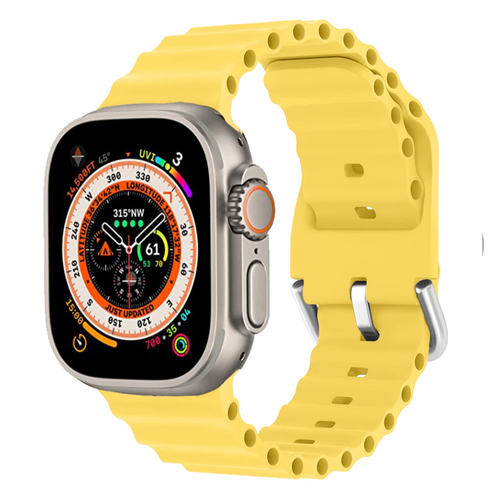 Premium Ocean Band for Apple Watch Ultra/Series 9/8/7/6/5/4/3/2/1 & SE - 49mm 45mm 44mm 42mm 41mm 40mm 38mm Silicone Sport Strap - Breathable Durable Wristband for Men & Women - Perfect for Swimming, Workouts & Outdoor Activities