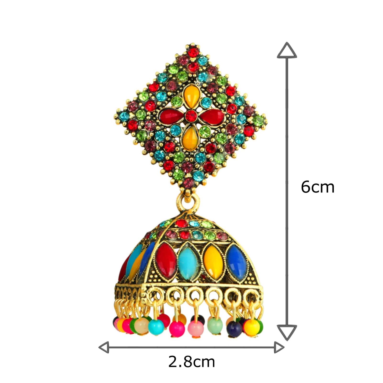 Elegant Gold Plated Cubic Zirconia Floral Jhumka Drop Earrings for Women - Geometric Traditional Boho Chic Jewelry - Perfect Gift for Sister, Wedding, Party & Special Occasions