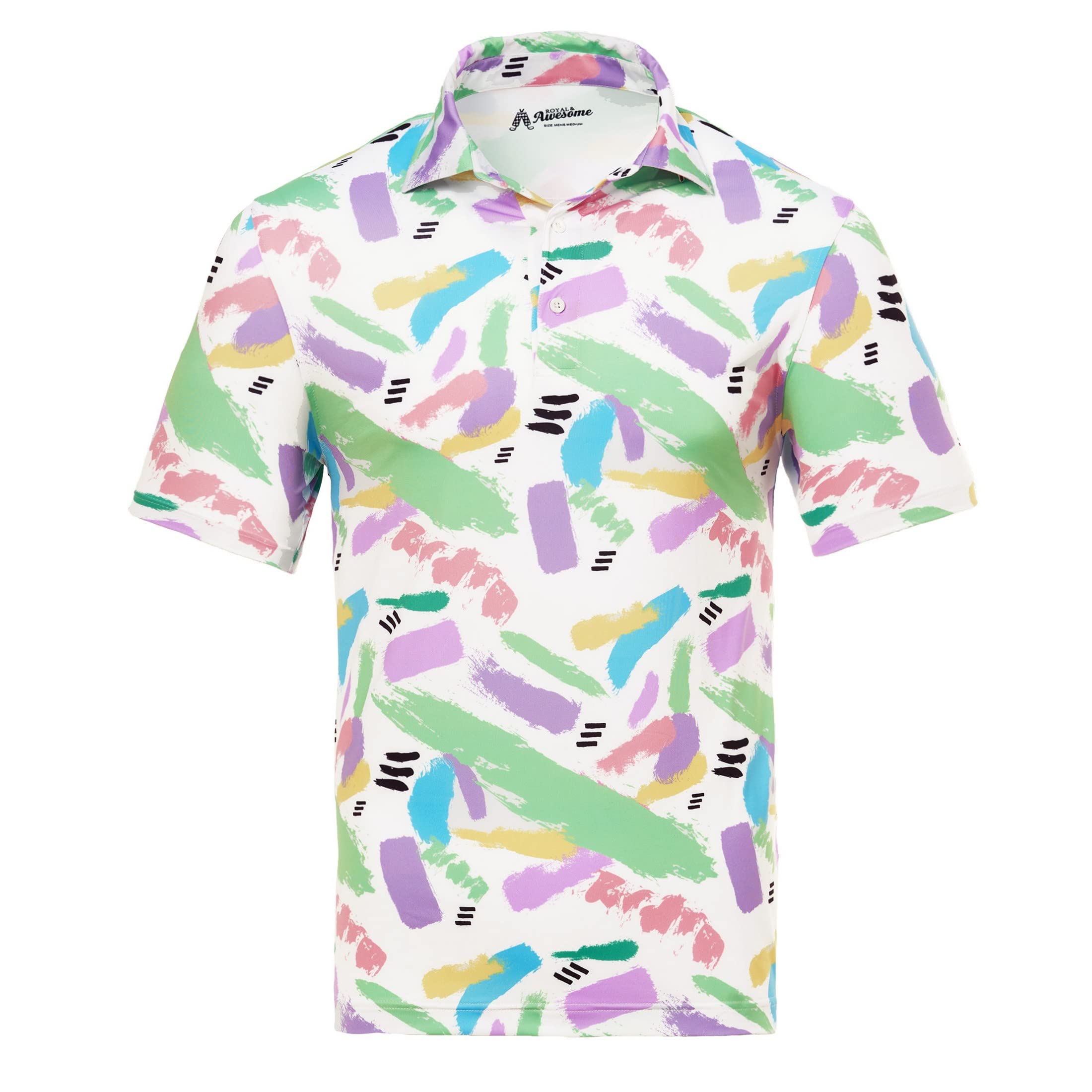 Royal & Awesome Men's Golf Shirts - Funny & Colorful Golf Polos for Men - Bright Design for Golf Courses & Casual Wear