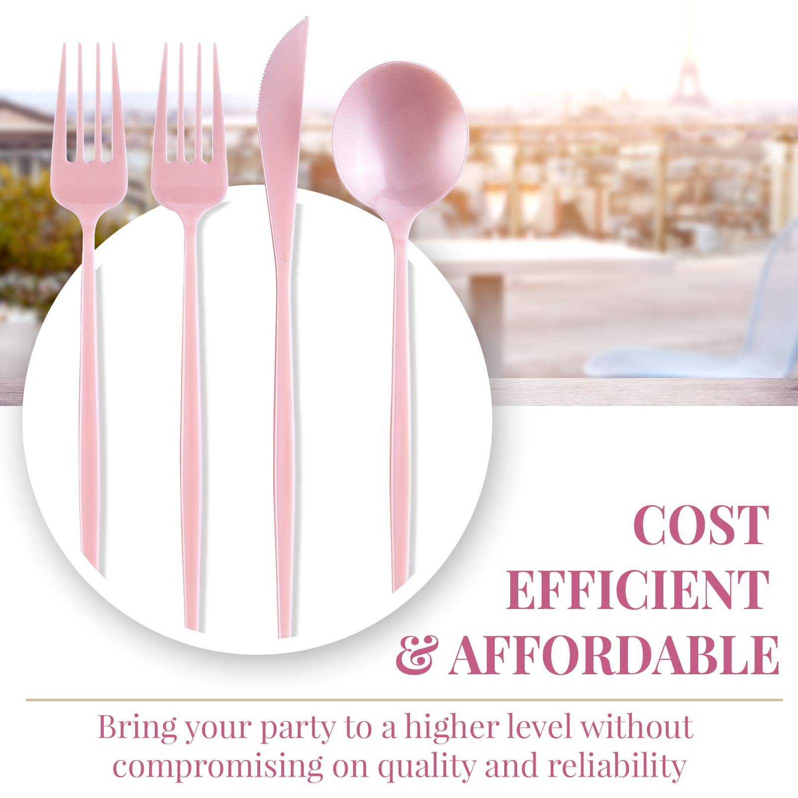 Premium Silver Spoons OPULENCE COLLECTION - Heavy Duty Disposable Plastic Flatware (20 Count) - Elegant Blush Pearl for Weddings, Parties & Fine Dining - Perfect for Catering, Events & Upscale Gatherings