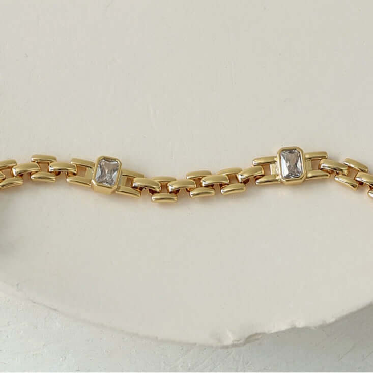 18K Gold CZ Watchband Chain Bracelet for Women - Luxury Adjustable Wristband for Watches | QT2203 | Perfect for Parties, Weddings & Everyday Wear