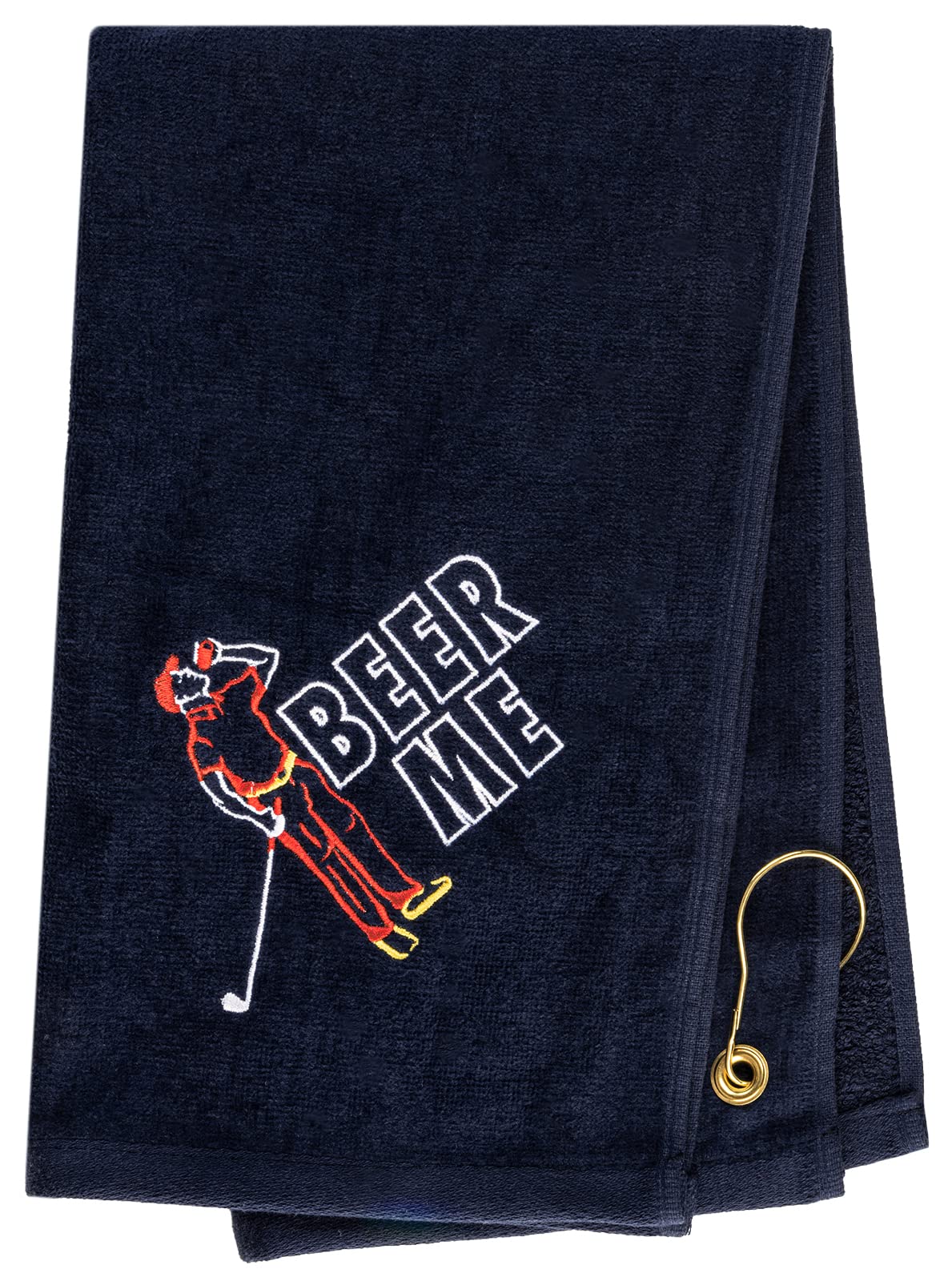 Custom Embroidered Golf Towels for Men & Women - Personalized Golf Gifts for Friends, Tournaments & Golf Outings - Premium Absorbent Navy Golf Towel with 