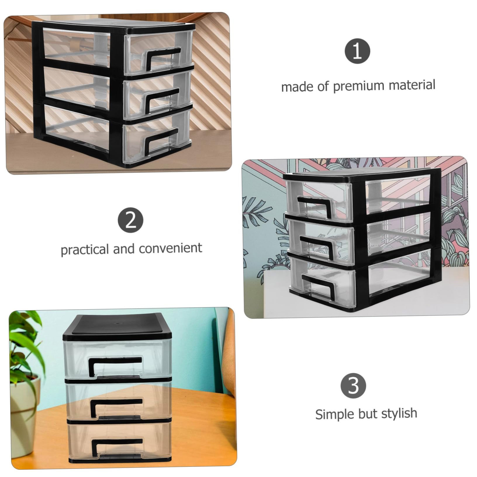 3-Tier Plastic Storage Cabinet with Drawers - Space-Saving Closet Organizer for Bedroom, Bathroom & Office - Portable Multifunctional Storage Furniture for Clothes, Toys & Home Organization