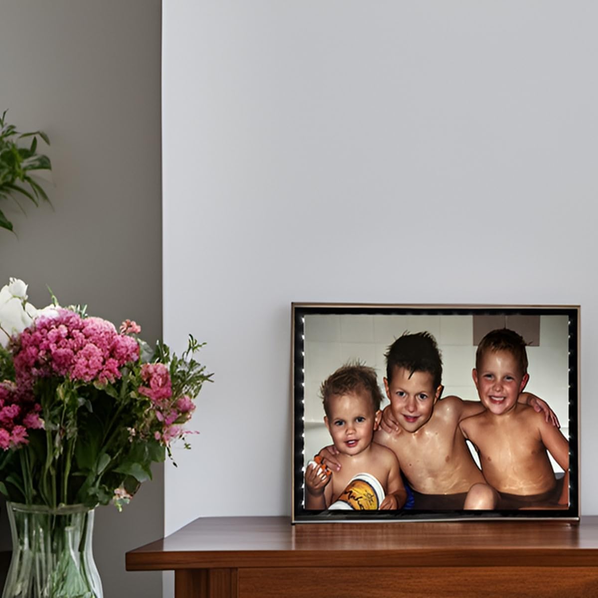 Personalized LED Photo Mirror Night Light - Custom Name & Picture Makeup Mirror Lamp for Mom - Perfect Mother's Day, Birthday & Home Decor Gift - Bedroom, Bathroom & Vanity Lighting