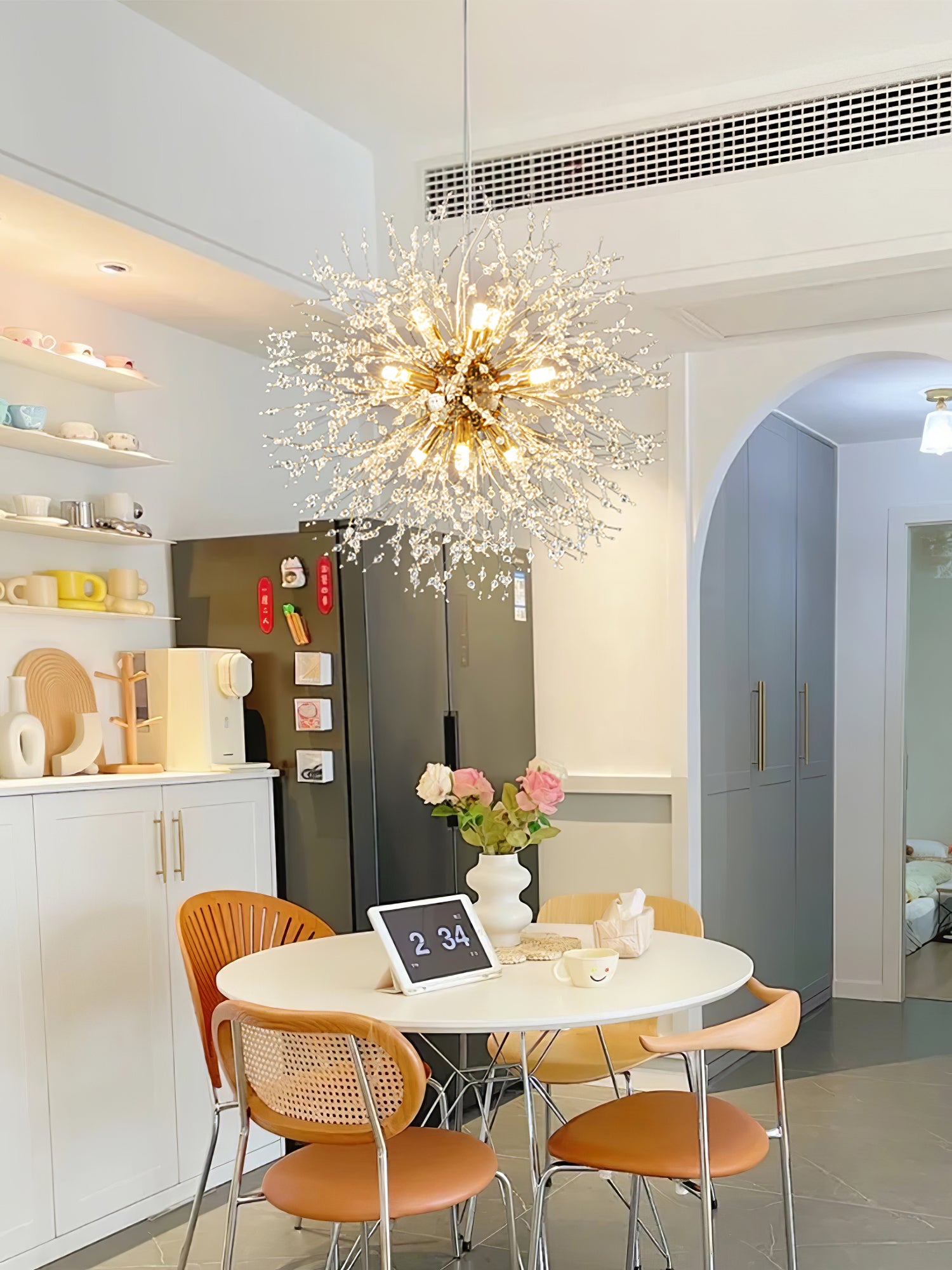 Elegant Crystal Dandelion Chandelier Lighting Fixture - Modern Home Decor for Living Room, Bedroom & Dining Area