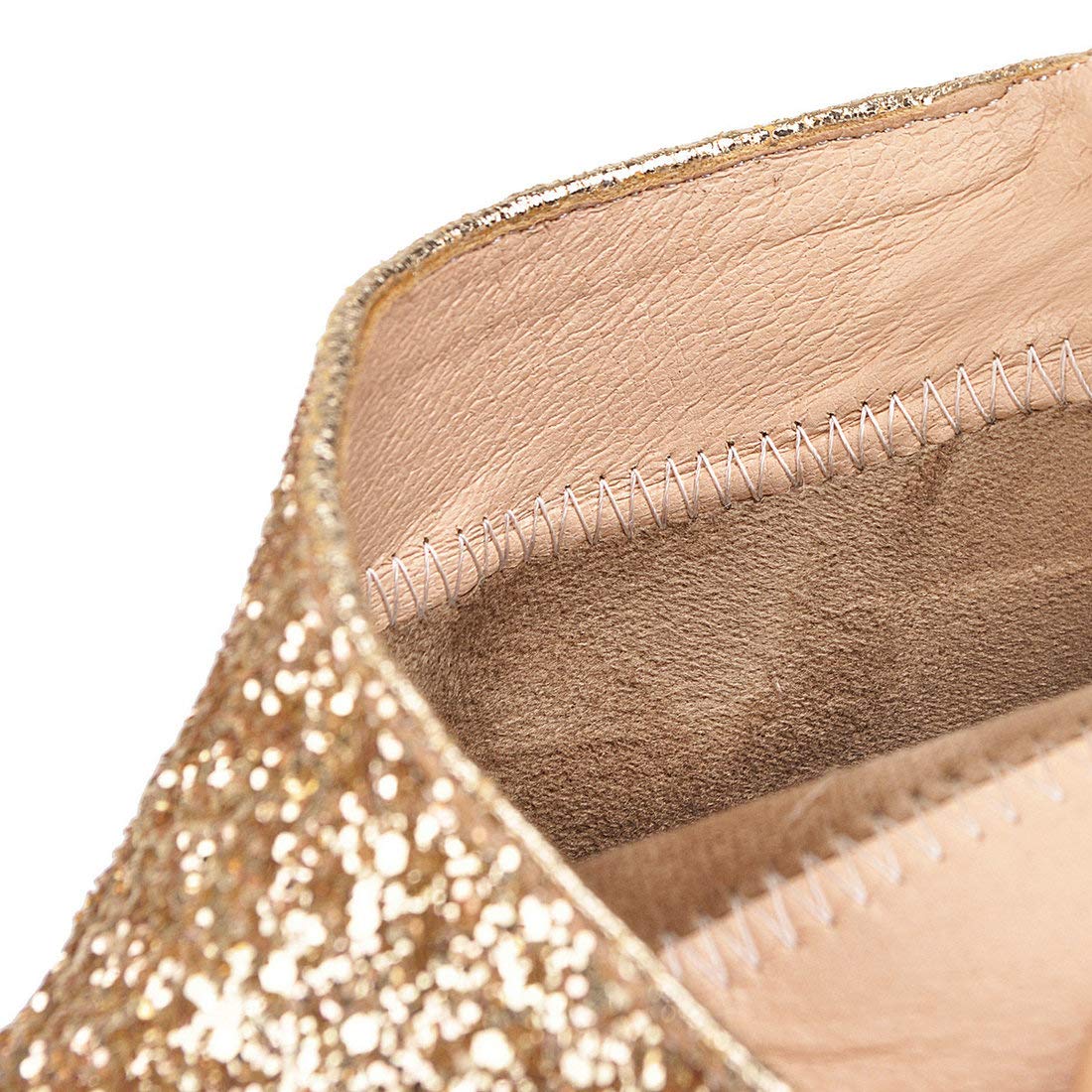 MAVMAX Women's Sequin Glitter Ankle Boots - Chunky Heel Sparkly Booties for Party, Night Out, and Holiday Celebrations