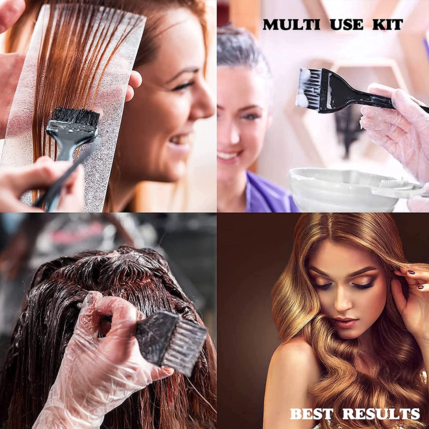 E-DUNIA® Professional Hair Dye Brush & Bowl Set - 3 Piece Hair Coloring Kit with 4 Mixing Bowls - Perfect for Salon & At-Home Hair Coloring
