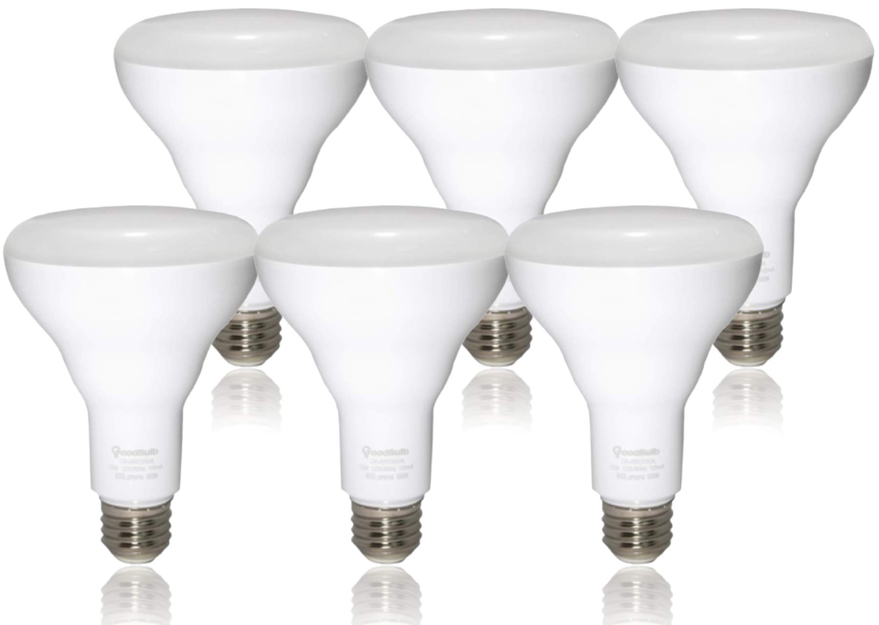 GoodBulb 12-Watt LED BR30 Light Bulbs (60W Equivalent) E26 Base - Daylight White 5000K, 800 Lumens, Energy Saving - Pack of 6 - Perfect for Recessed Lighting, Kitchens & Living Rooms