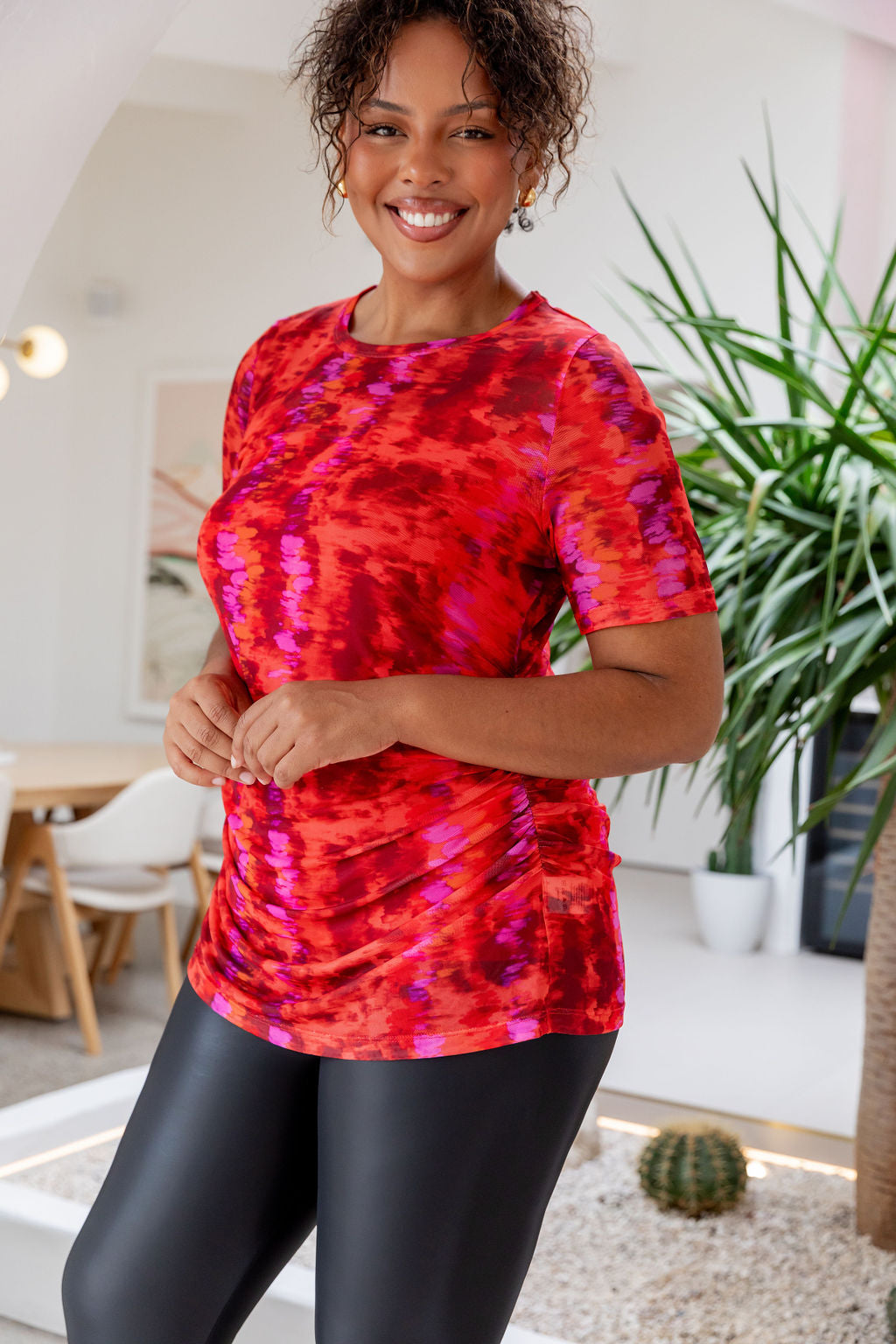 Darla Mesh Top for Women - Stylish Red Crochet Knit Shirt, Breathable Summer Blouse for Casual Outings, Beach Wear & Night Out