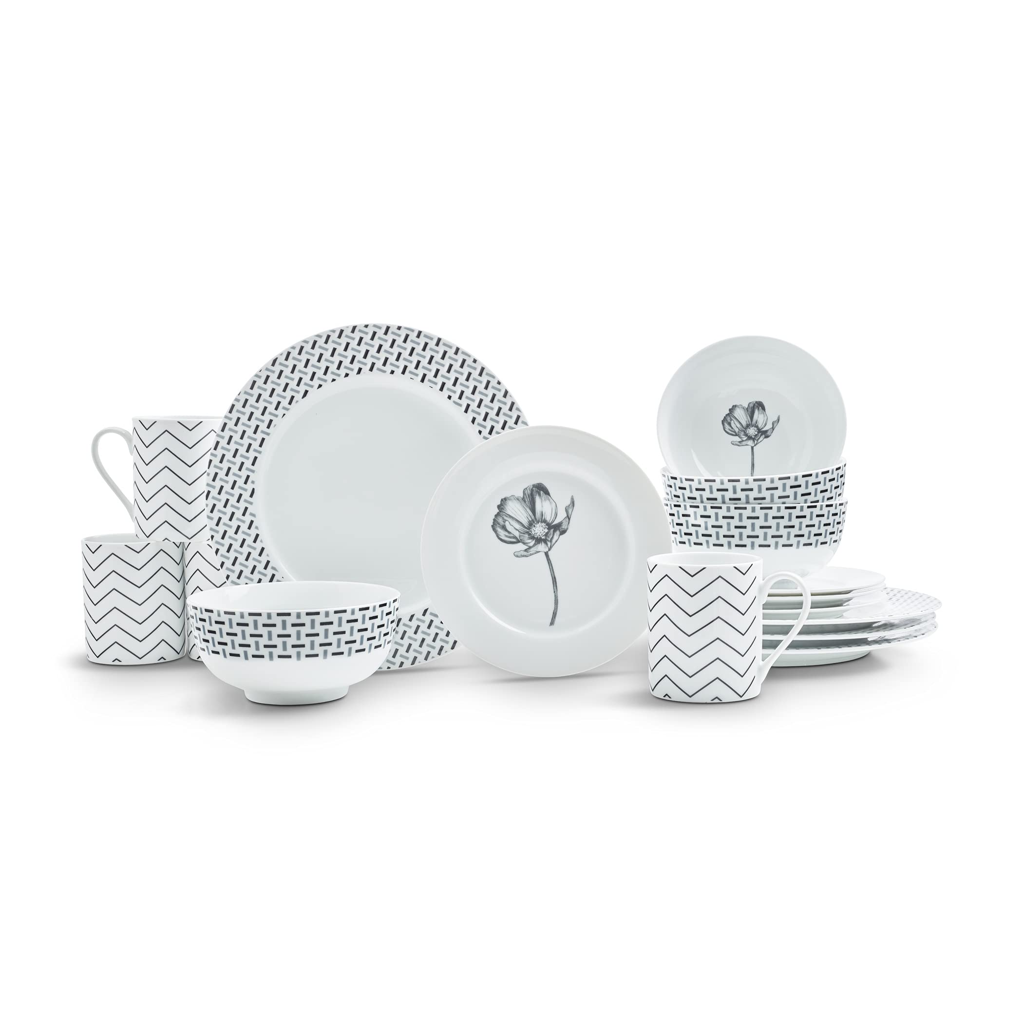 Portmeirion Spode Home Stella 16-Piece Dinnerware Set - Elegant Bone China for Formal Dining & Entertaining