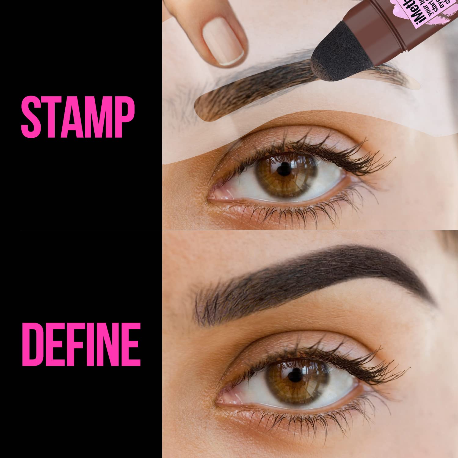 iMethod Eyebrow Stamp Kit with Stencil & Refill Powder - Easy DIY Eyebrow Makeup for Perfect Brows - Natural Brown Shade for Everyday Wear & Special Occasions