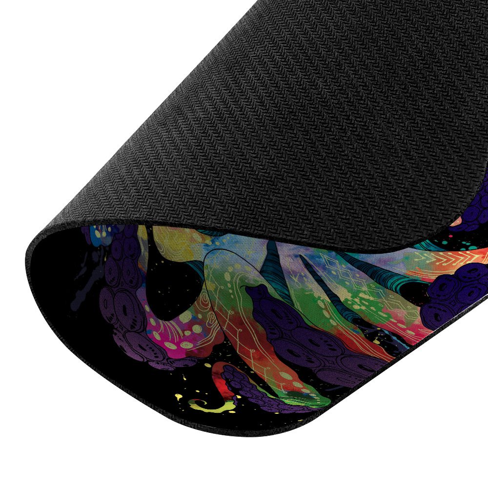FINCIBO Extra Large (X-Large) Non-Slip Rectangle Mouse Pad - Colorful Octopus Black Design for Home Office, Gaming & Work Desk | Perfect for PC, Laptop & Computer Setup