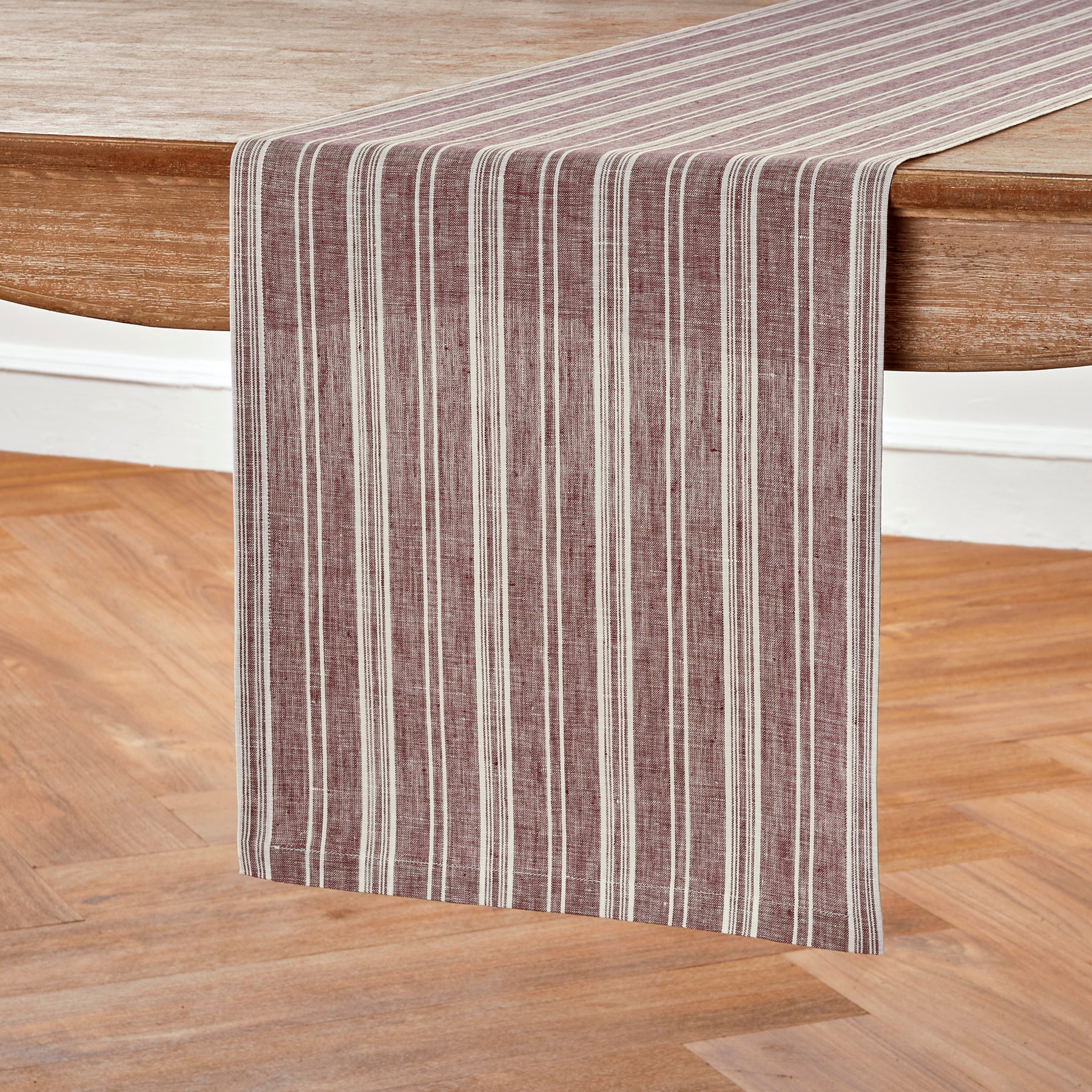 Elegant Chelsea Stripe Table Runner - Cotton Linen Blend - Perfect for Dining Room Decor, Wedding Centerpieces & Holiday Table Settings