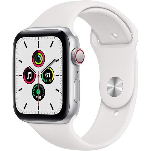 Apple Watch SE (GPS + Cellular, 44mm) - Silver Aluminum Case with White Sport Band (Renewed Premium) | Smartwatch for Fitness Tracking, Calls & Notifications | Perfect for Running, Swimming & Daily Wear