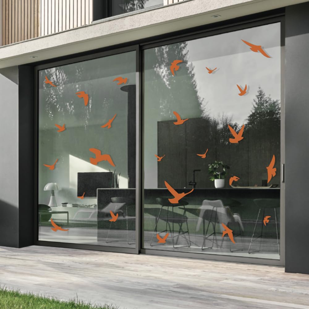 Anti-Collision Window Decals for Birds - 17 Pack Nut Brown Bird Strike Prevention Stickers - UV Resistant Window Clings to Protect Birds from Glass Collisions (Perfect for Homes, Offices & Schools)