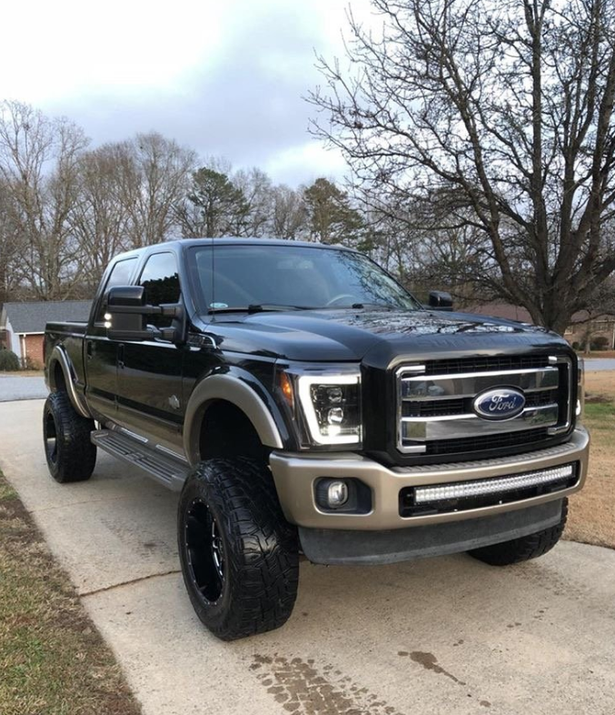 Ford Super Duty 2011-2016 Projector Headlights with OLED DRL & LED Turn Signals - Smoked/Black Style for Enhanced Night Driving & Off-Road Visibility