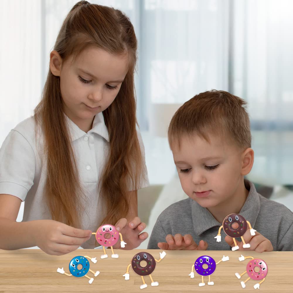ArtCreativity 12-Piece Bendable Donut Figures Set - Flexible Fun Toys for Kids | Party Favors, Stress Relief Fidget Toys, Easter Basket & Piñata Fillers | Perfect for Birthday Parties, Classroom Rewards & Sensory Play